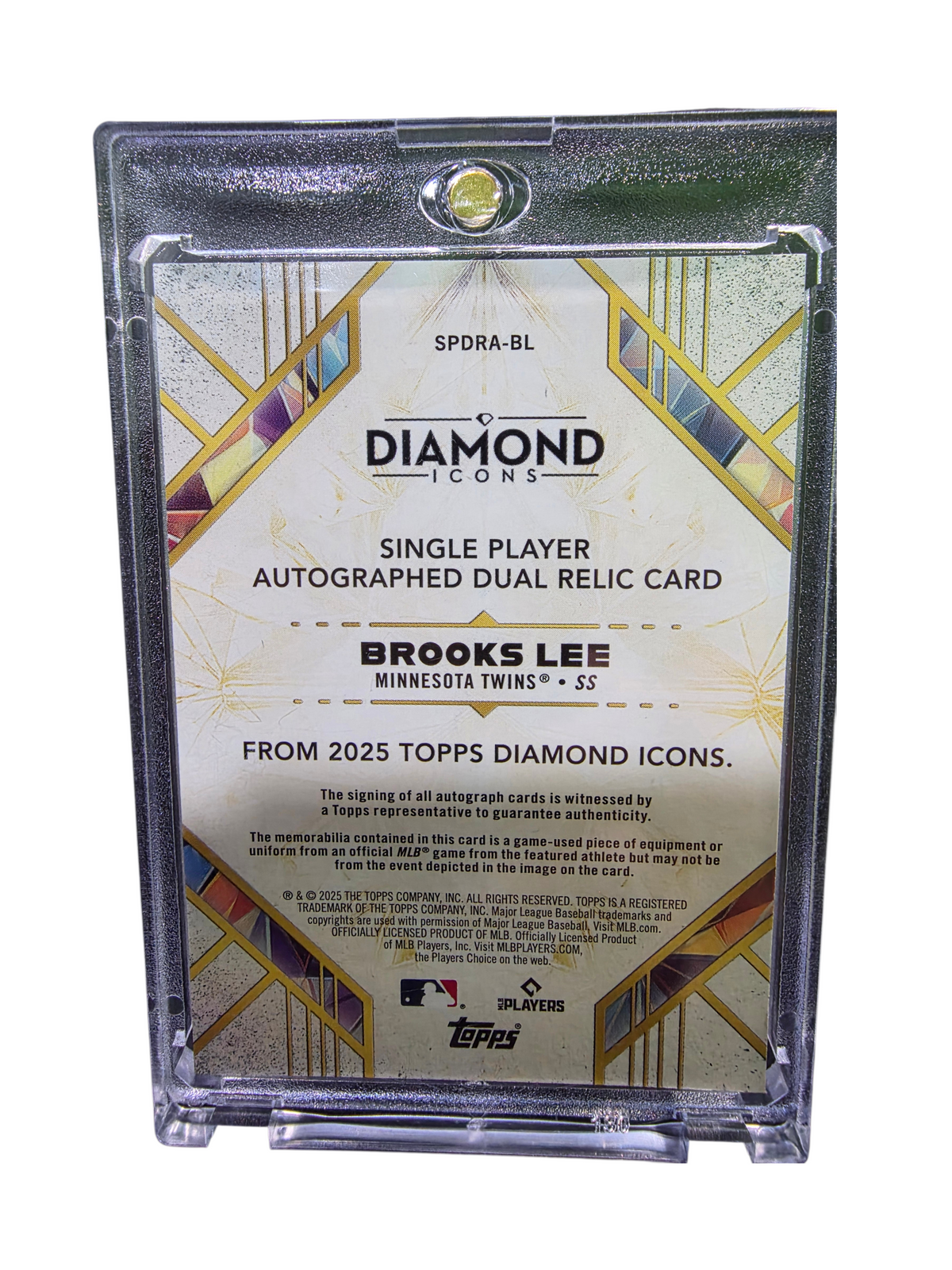 2025 Topps Diamond Icons Brooks Lee #SPDRA-BL RC Memorabilia 16/25 Dual Relic