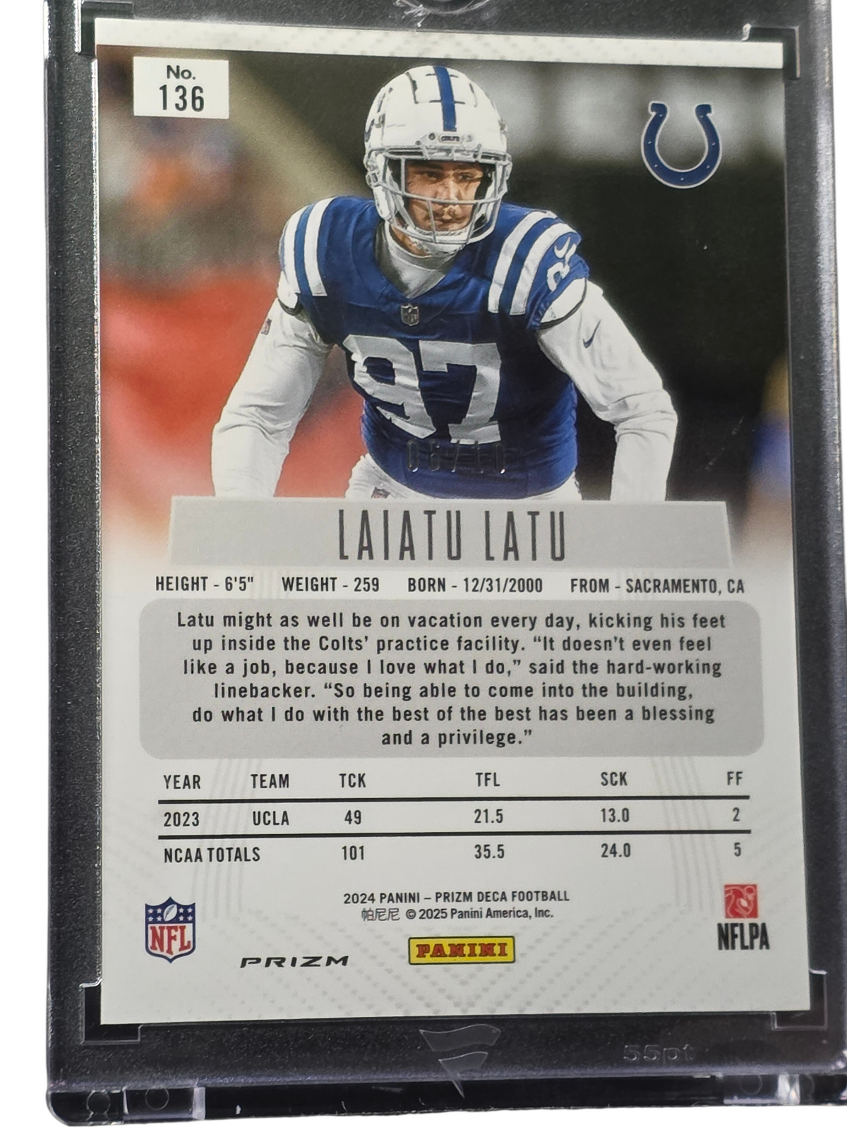 2025 Panini Prizm Football Laiatu Latu #136 RC