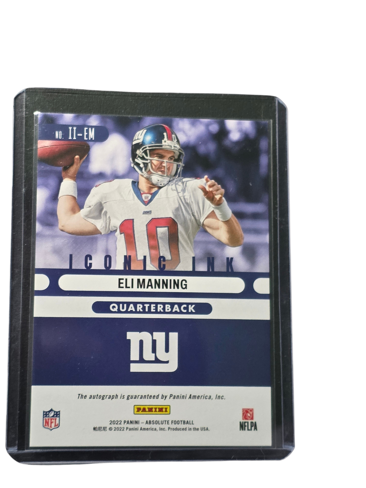 2022 Panini Absolute Football Iconic Ink Eli Manning #II-EM 06/50