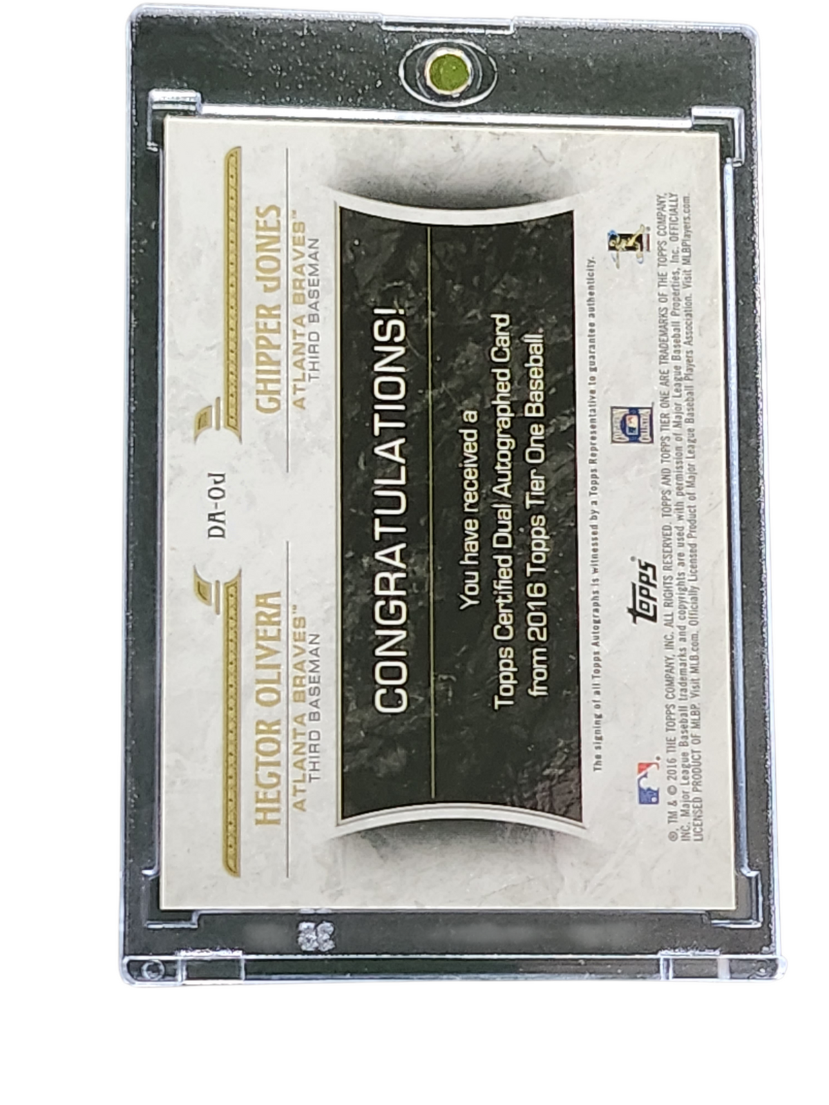 2016 Topps Five Star Hector Olivera Chipper Jones #DA-01 05/25