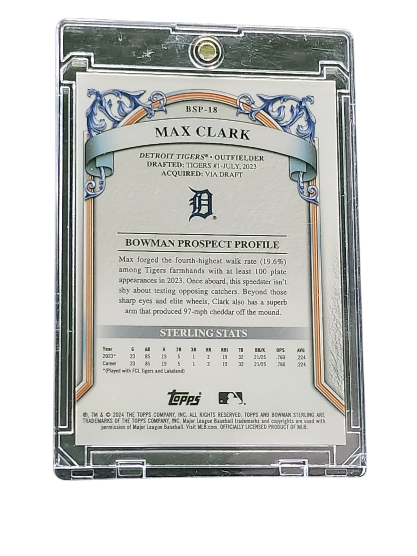 2024 Topps Bowman Sterling Max Clark #BSP-18 Orange 21/25