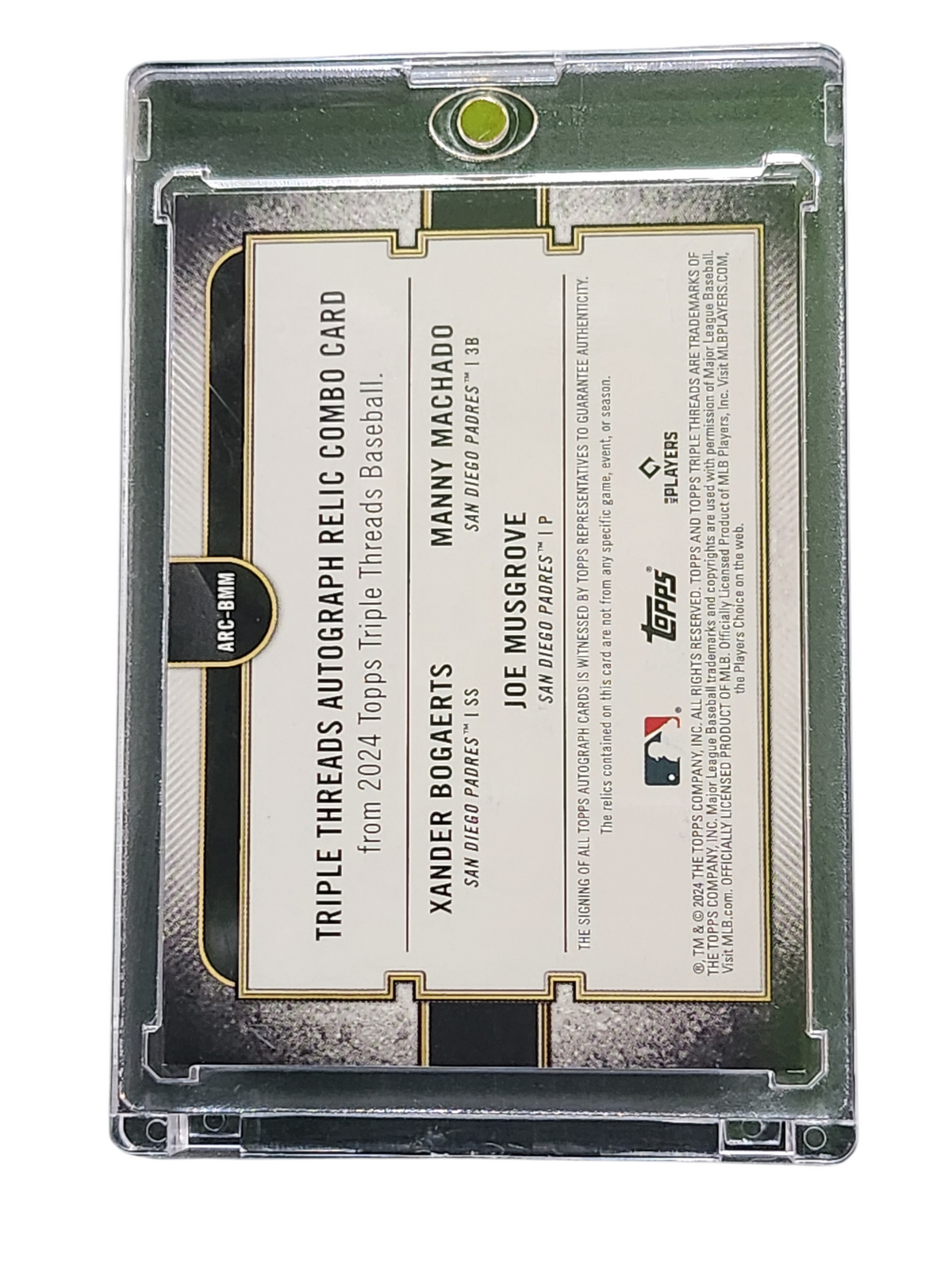 2024 Topps Xander Bogaerts Manny Machado Joe Musgrove #ARC-BMM Auto Relic Combo