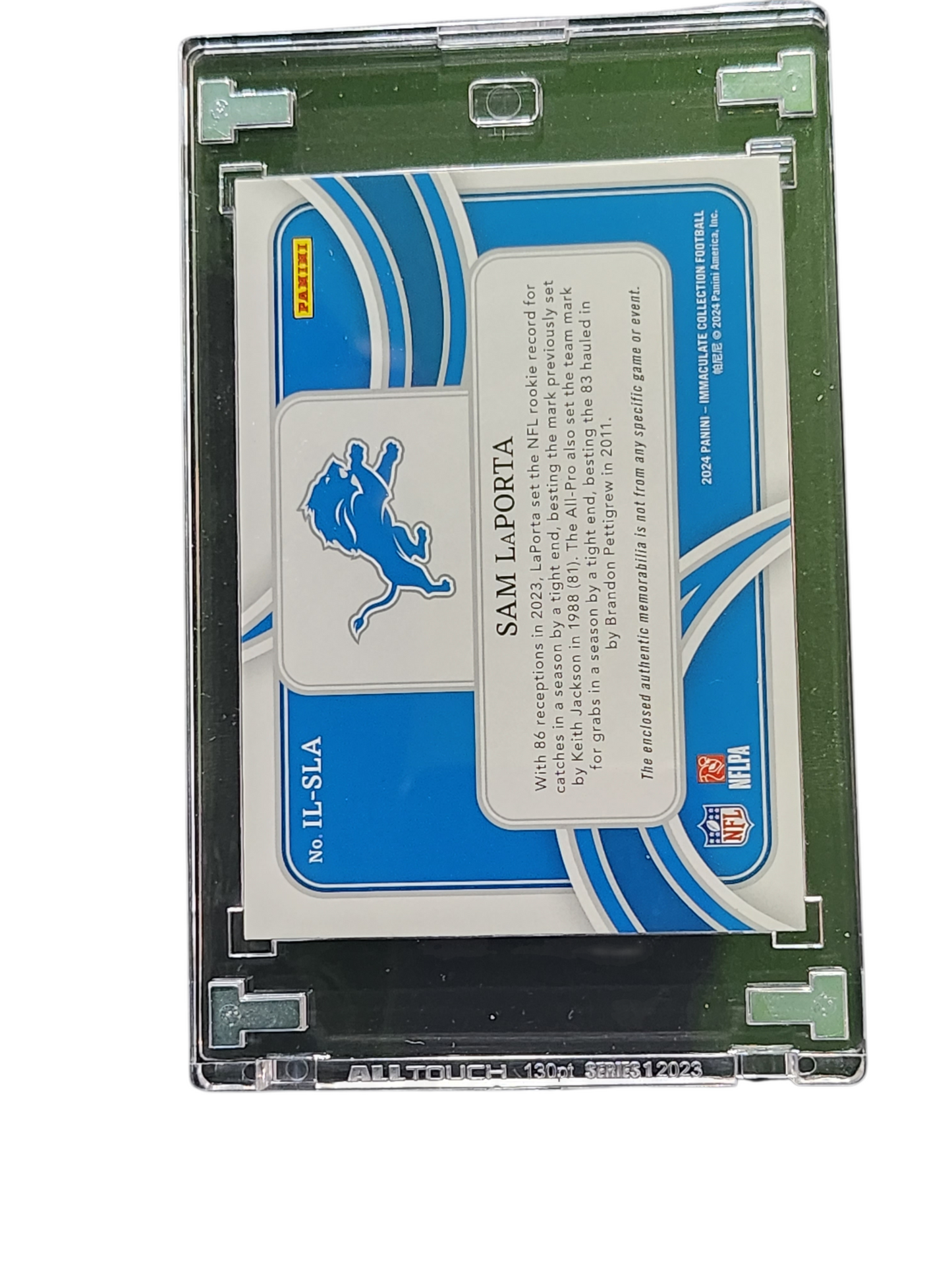 2024 Panini Immaculate Collection Sam LaPorta #IL-SLA Shields NFL Shield Patch