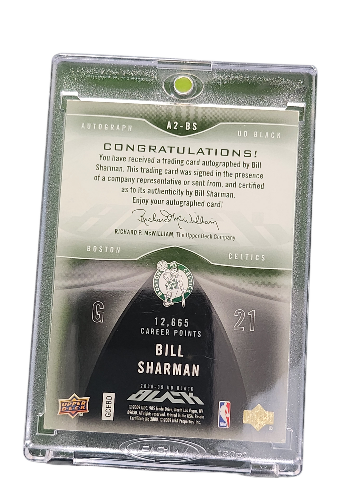 2008 Upper Deck Black Bill Sharman #A2-BS 08/50