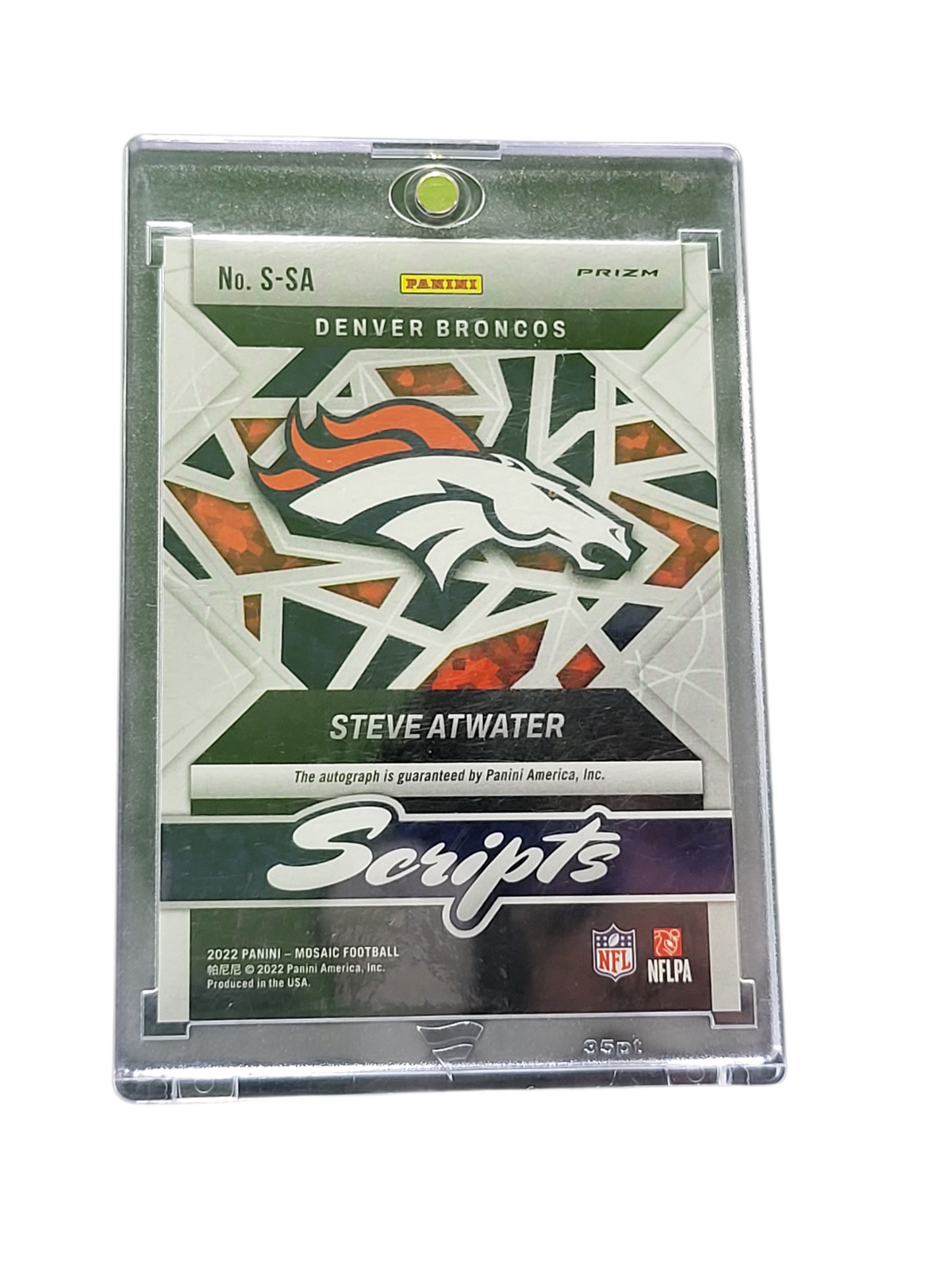 2022 Panini Mosaic Prizm Scripts Steve Atwater #S-SA Orange