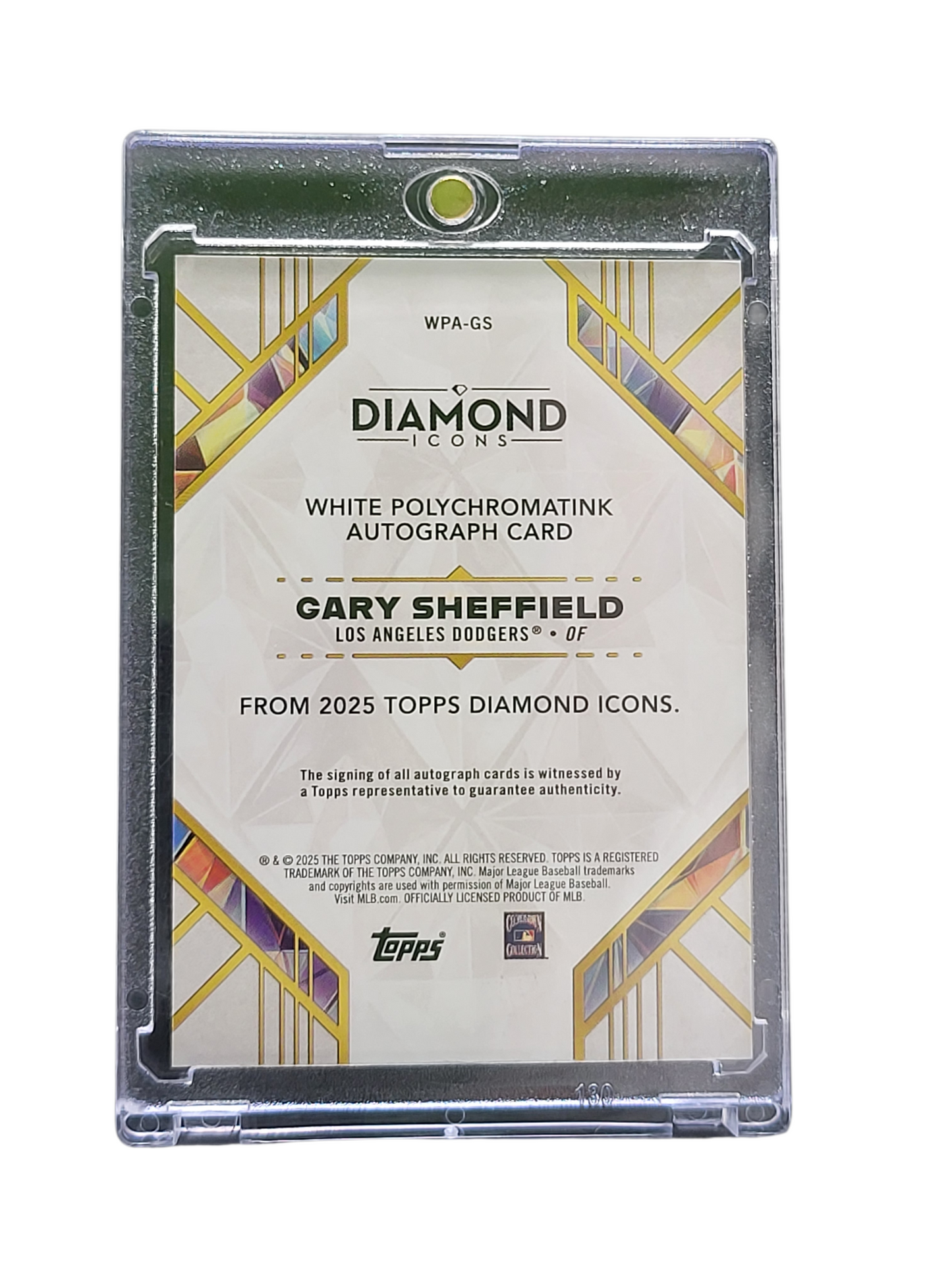 2025 Topps Diamond Gary Sheffield #WPA-GS 1/1 White Polychromatink Auto Card