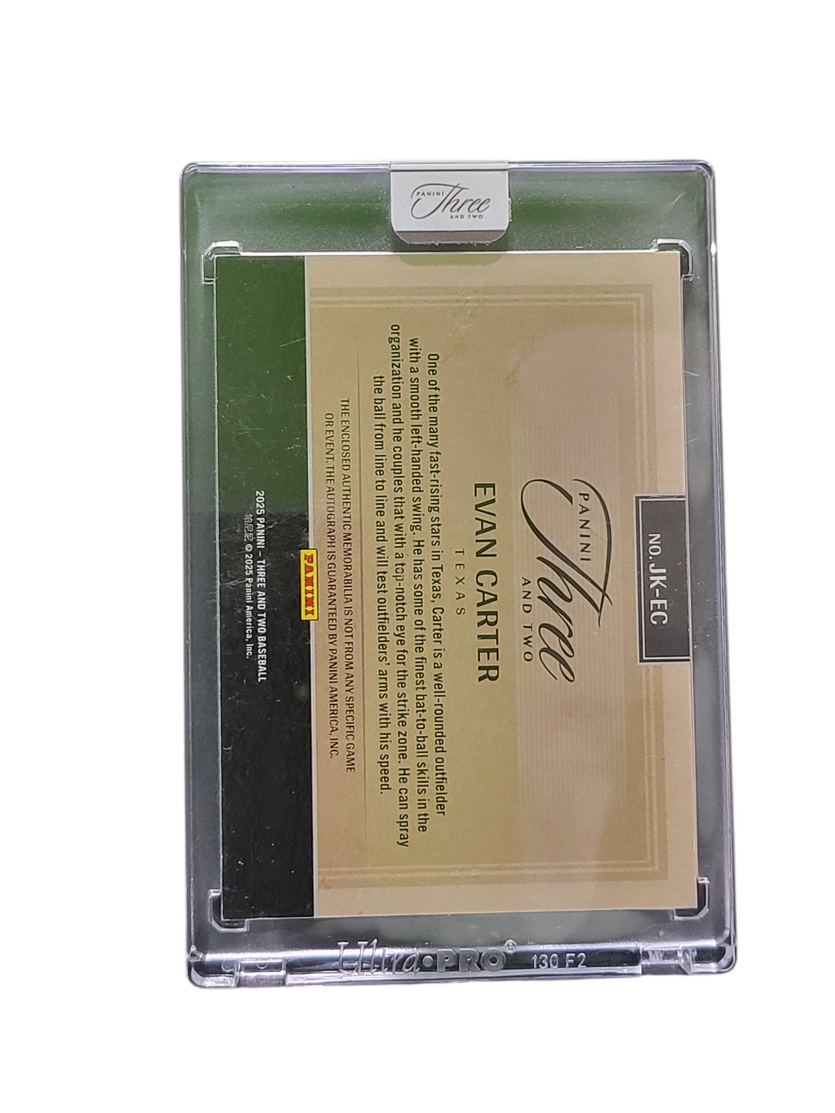 2025 Panini Three and Two Evan Carter #JK-EC Memorabilia Jersey Autographs