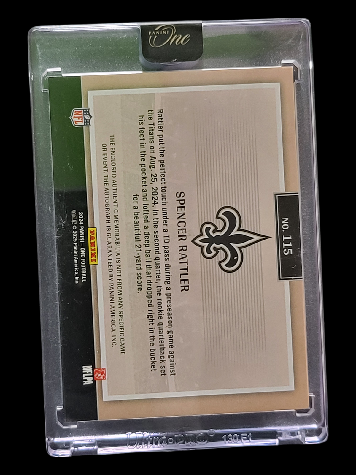 2025 Panini One Football Spencer Rattler #115 Patch 22/99 RC