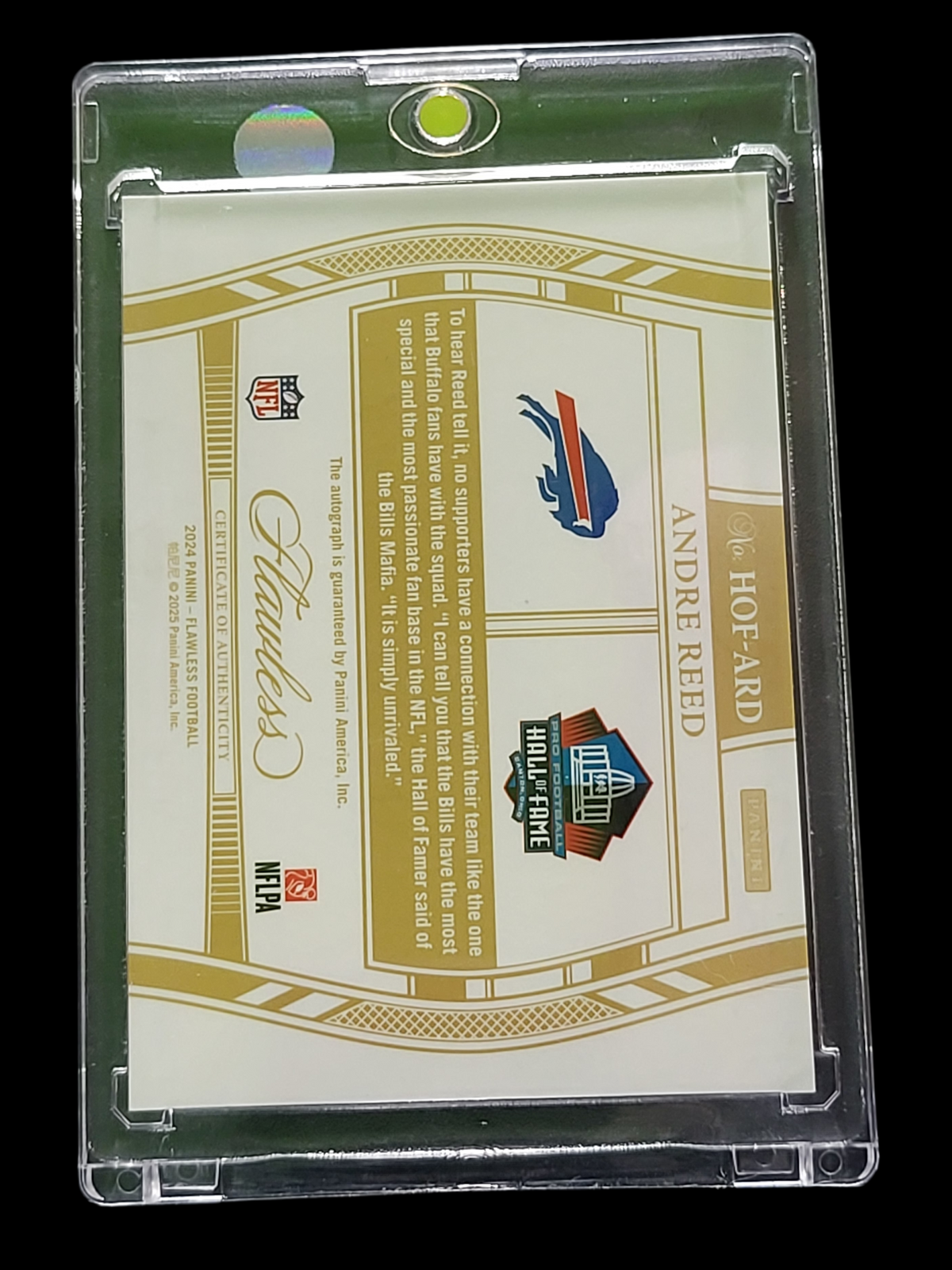 2025 Panini Flawless Football Andre Reed #HOF-ARD Hall of Fame Autographs 4/25
