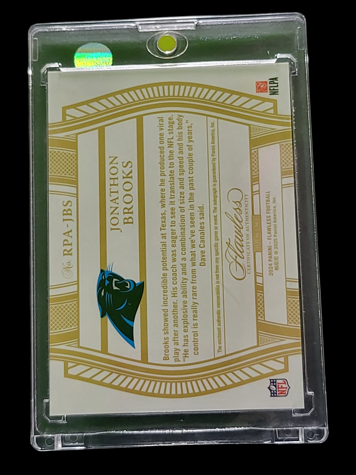 2025 Panini Flawless Jonathon Brooks #RPA-JBS Autograph Patch 04/25