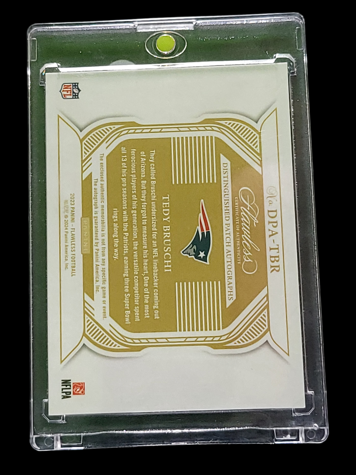 2024 Panini Flawless Tedy Bruschi #DPA-TBR Patch Memorabilia