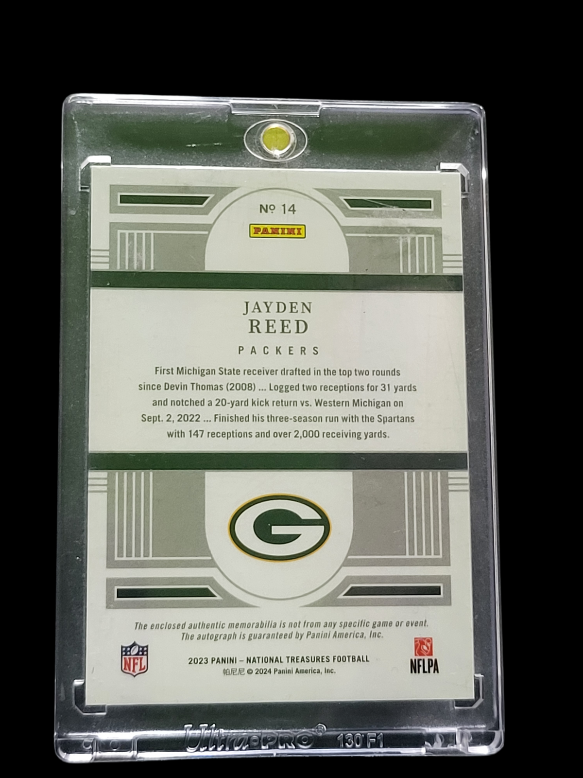 2024 Panini National Treasures Jayden Reed #14 4 / 5 Patch RC