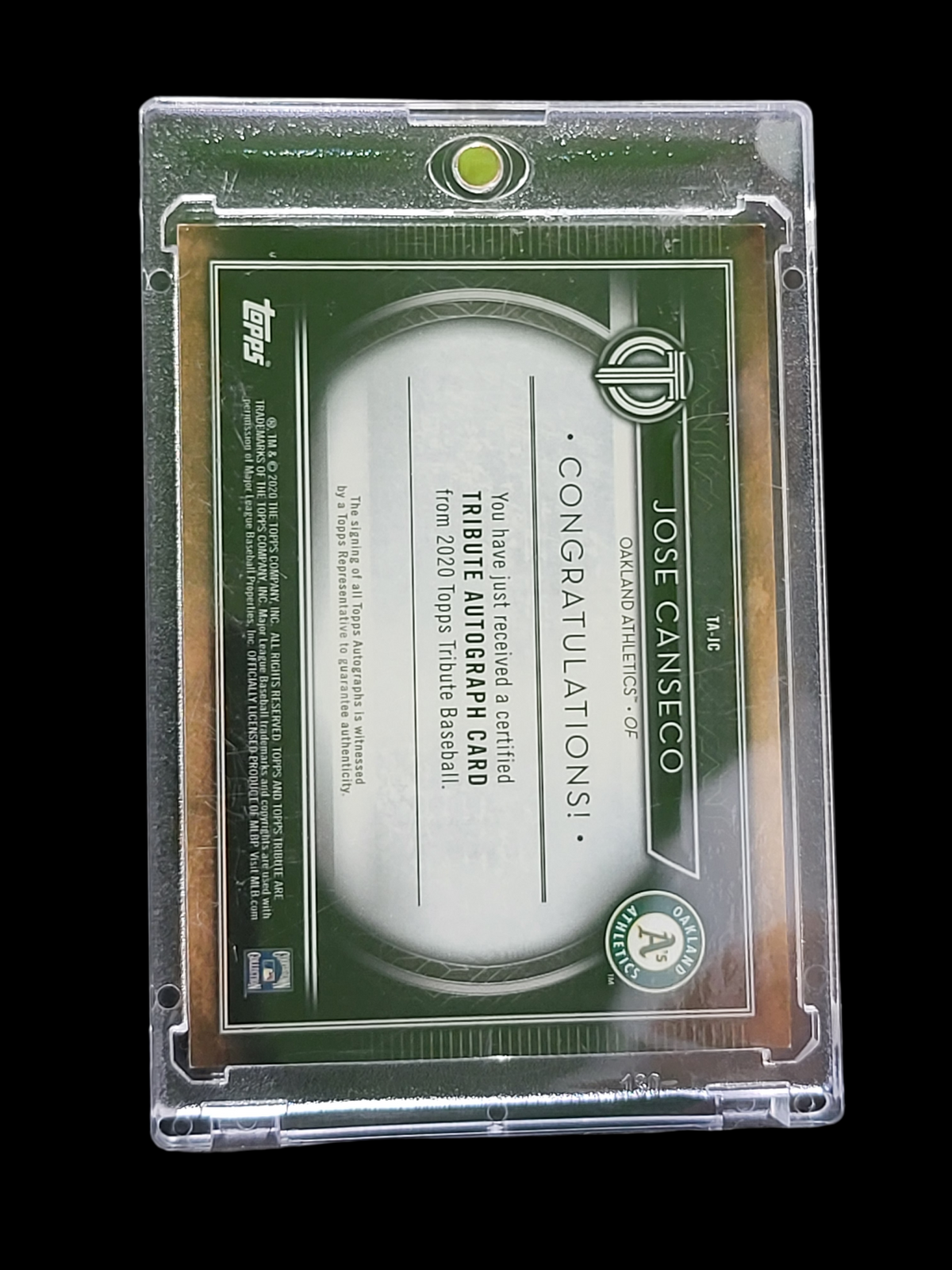 2020 Topps Tribute Jose Canseco #TA-JC Gold 04/25