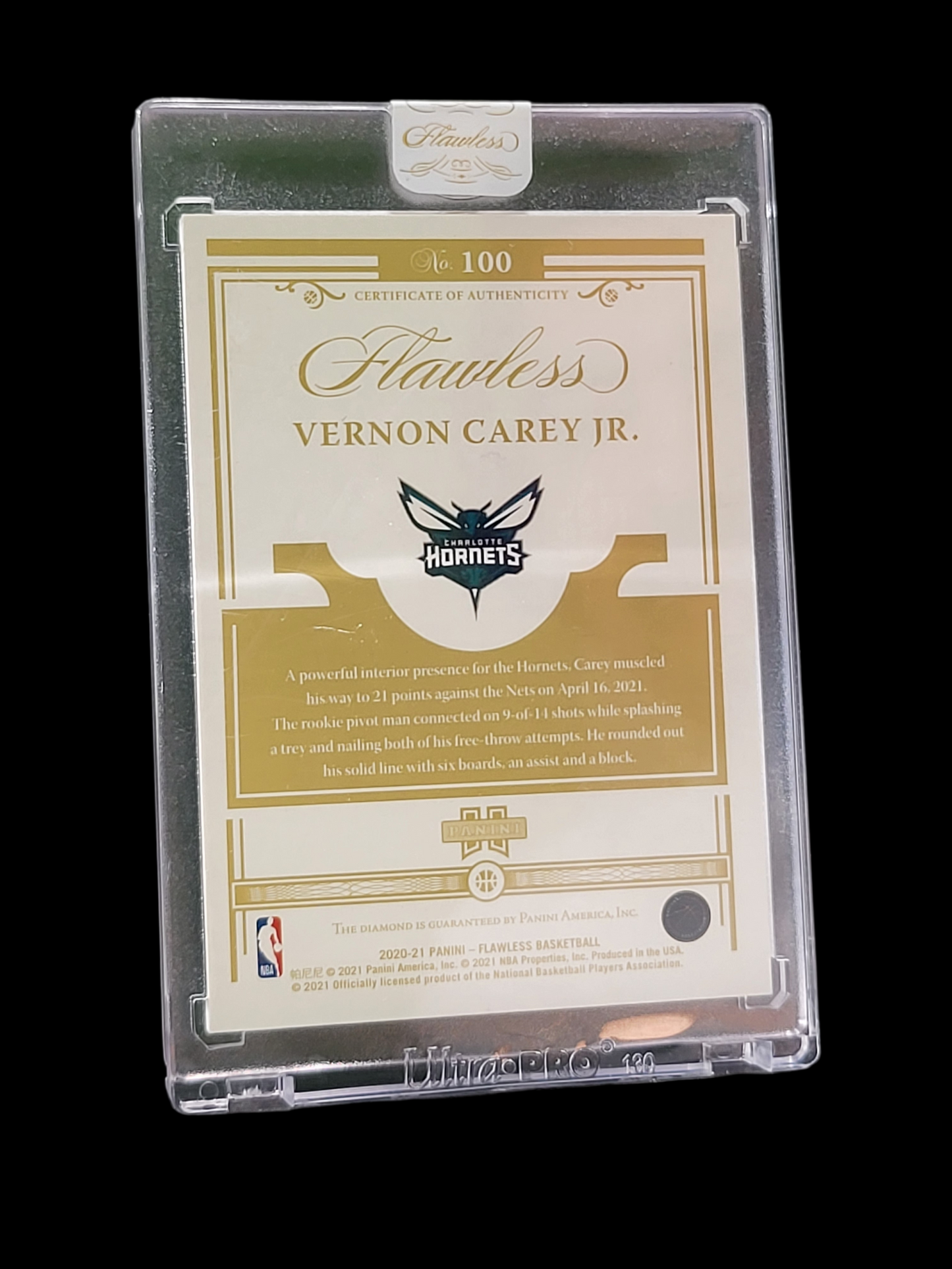 2021 Panini Flawless Vernon Carey Jr. #100 Emerald 5 / 5