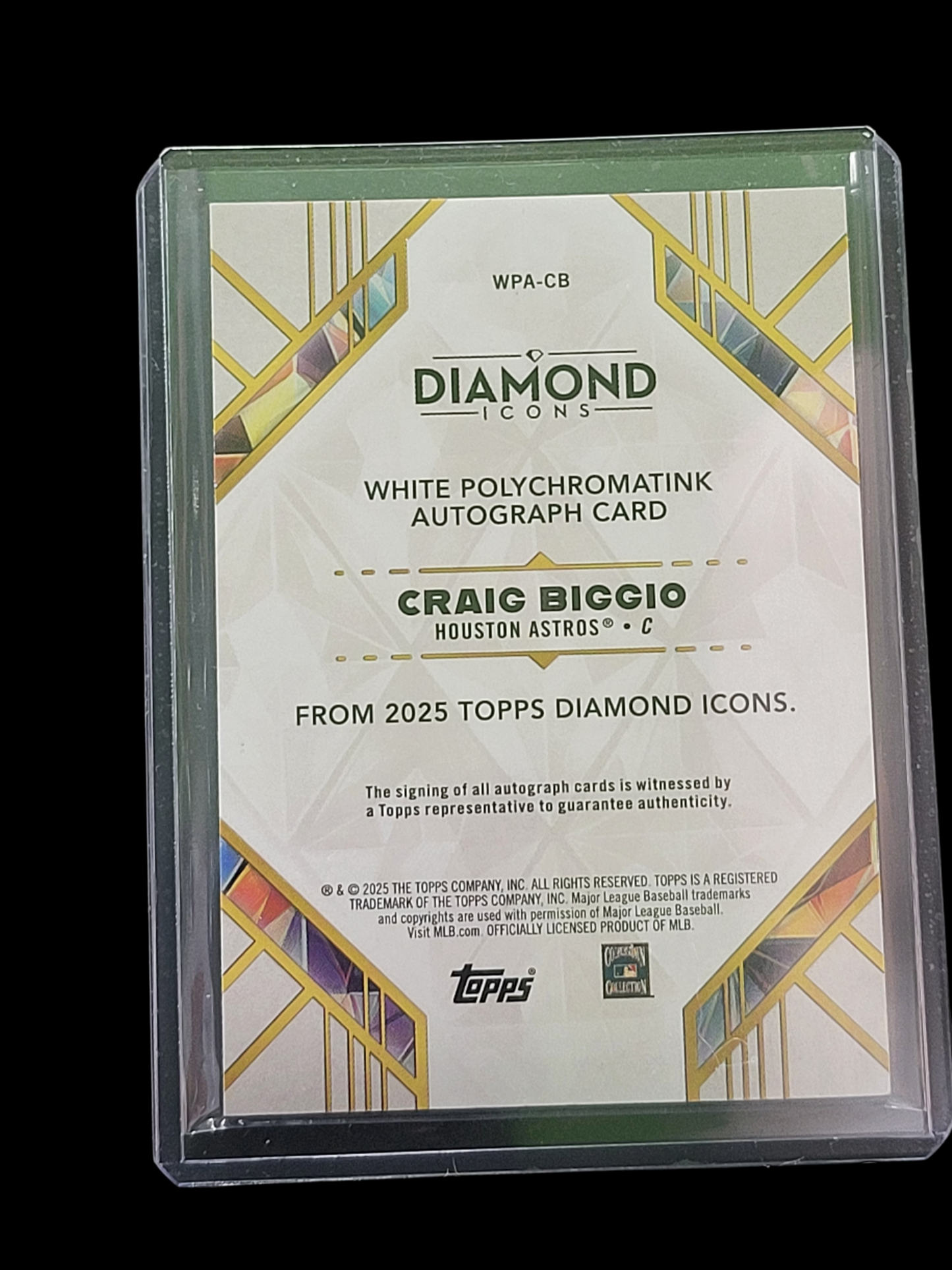 2025 Topps Diamond Icons Craig Biggio #WPA-CB White Polychromatink 5/5