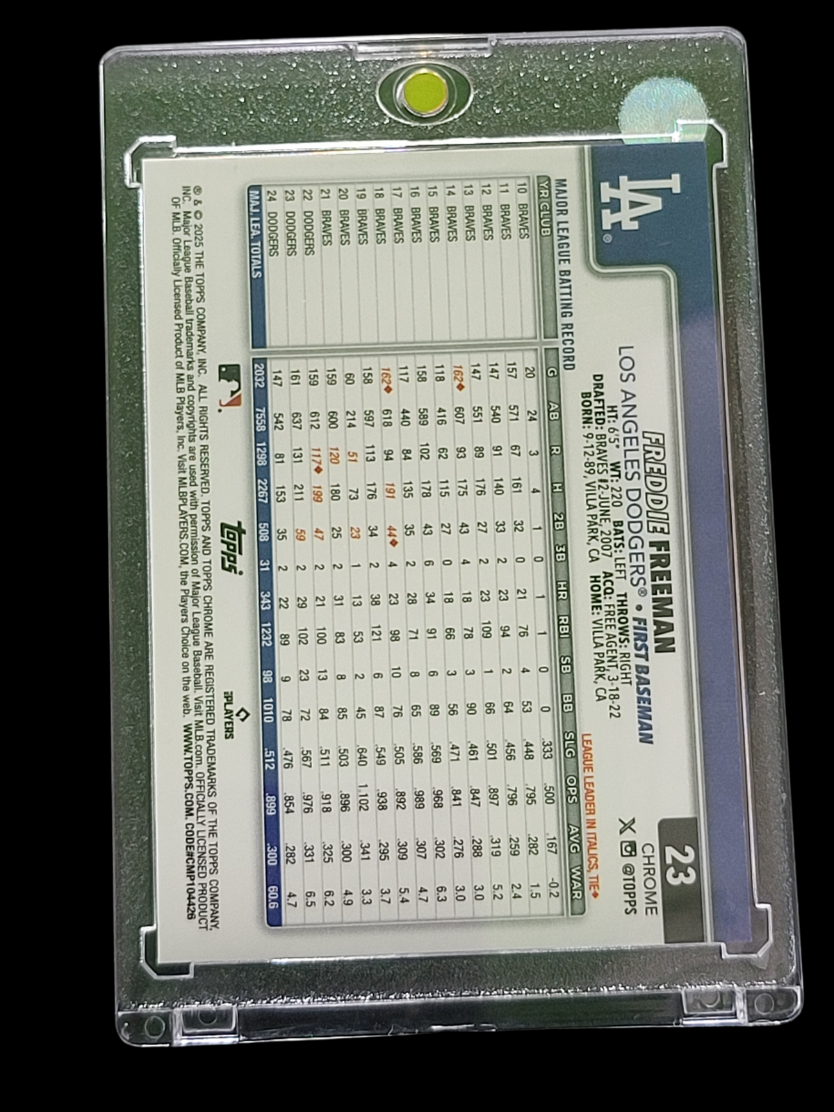 2024 Topps Chrome Freddie Freeman #23 Green Logofractor