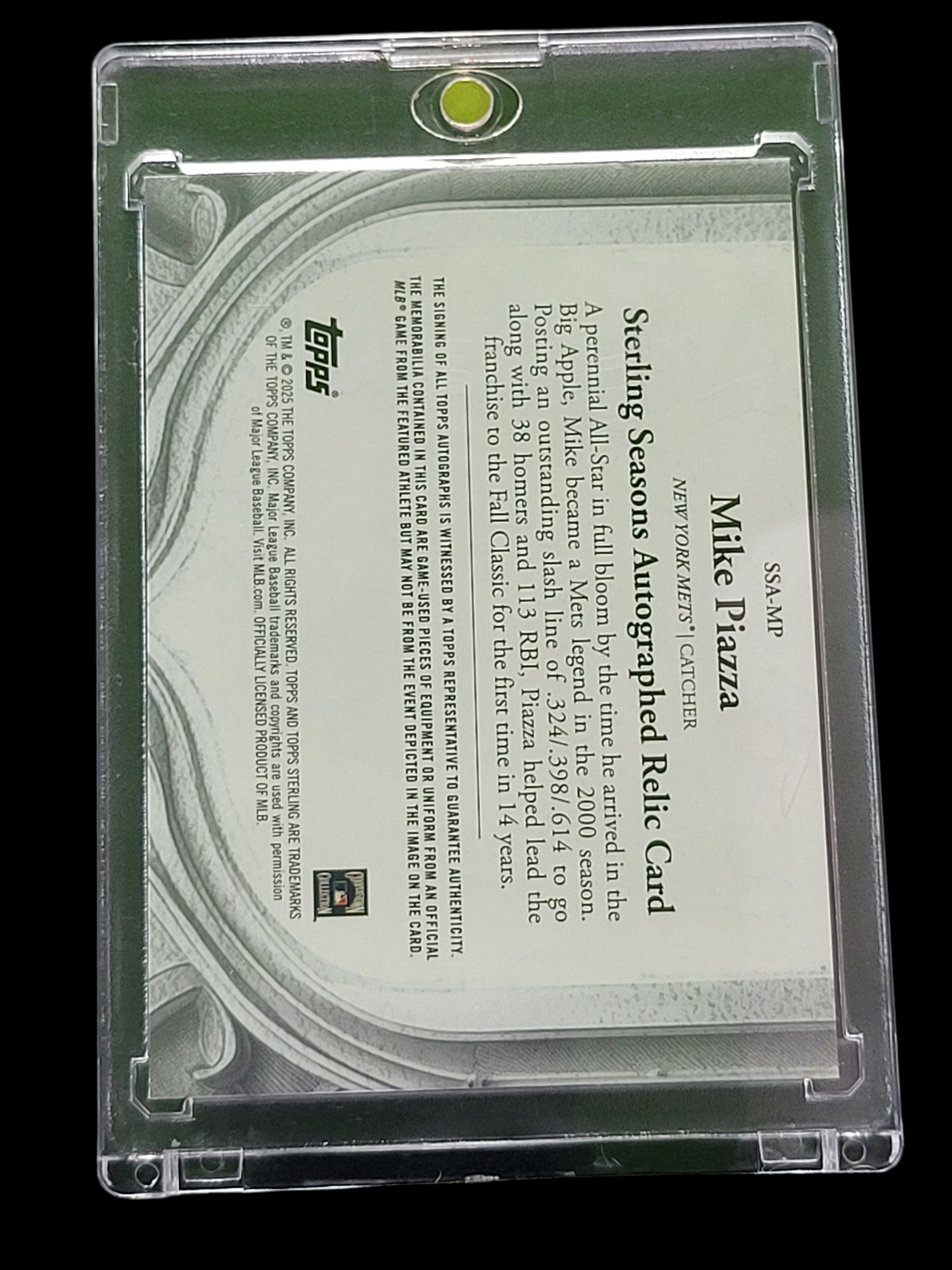 2023 Topps Sterling Auto Relic Card Mike Piazza #SSA-MP /25 -Used Jersey Relic