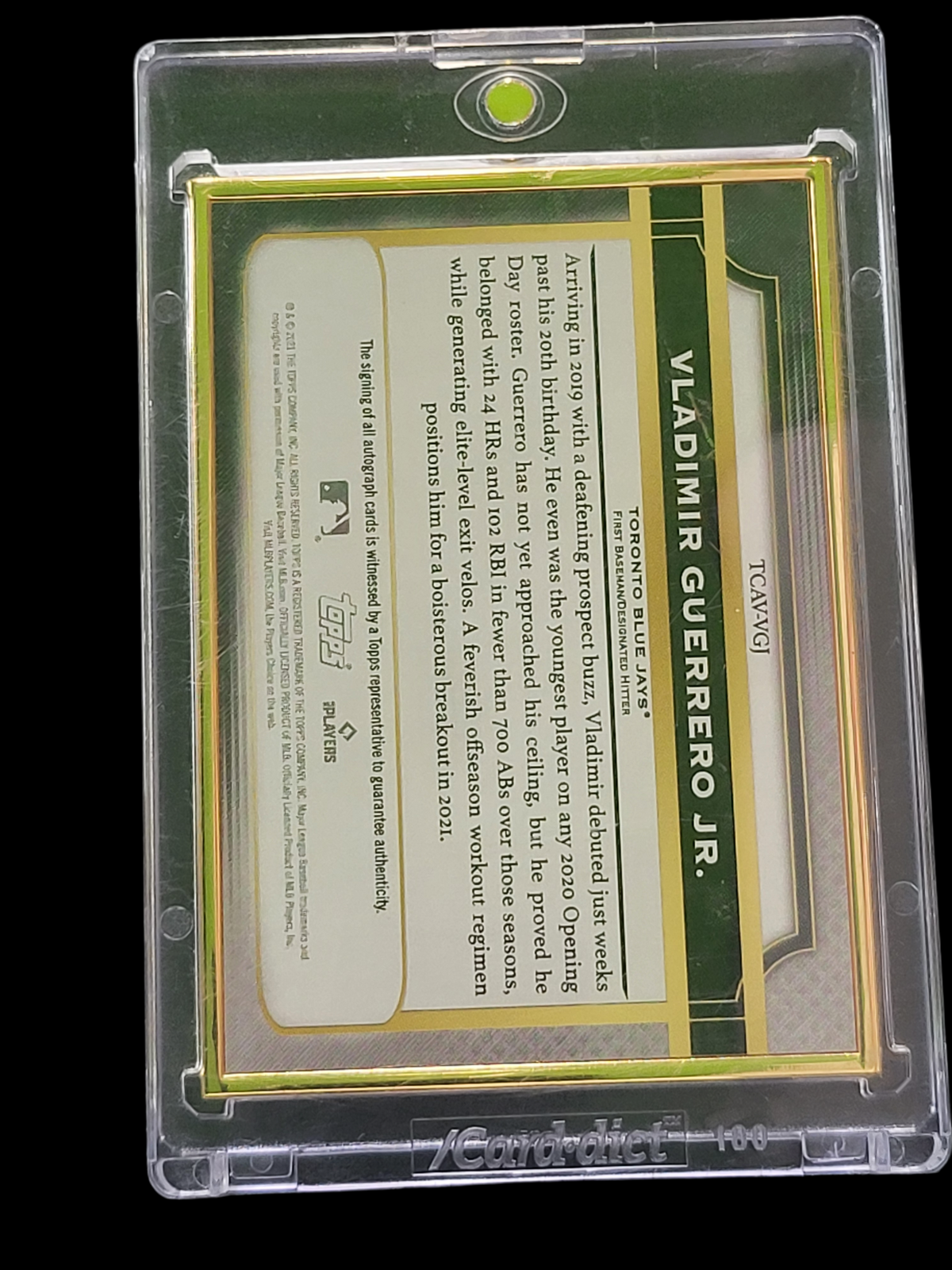 2021 Topps Tier One Vladimir Guerrero Jr. #TCA-VGJ Green 05/20