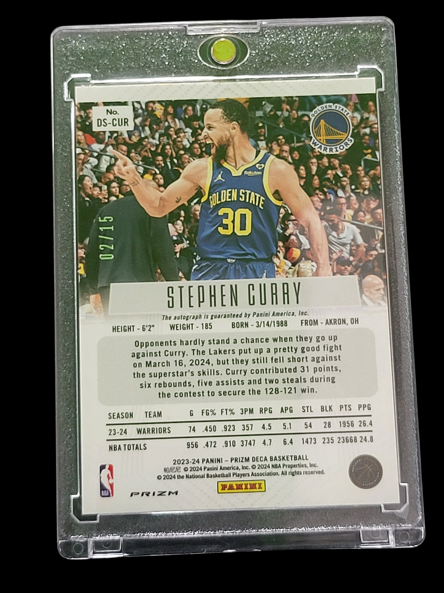 2024 Panini Prizm Deca Stephen Curry #DS-CUR Green Shimmer 02/15