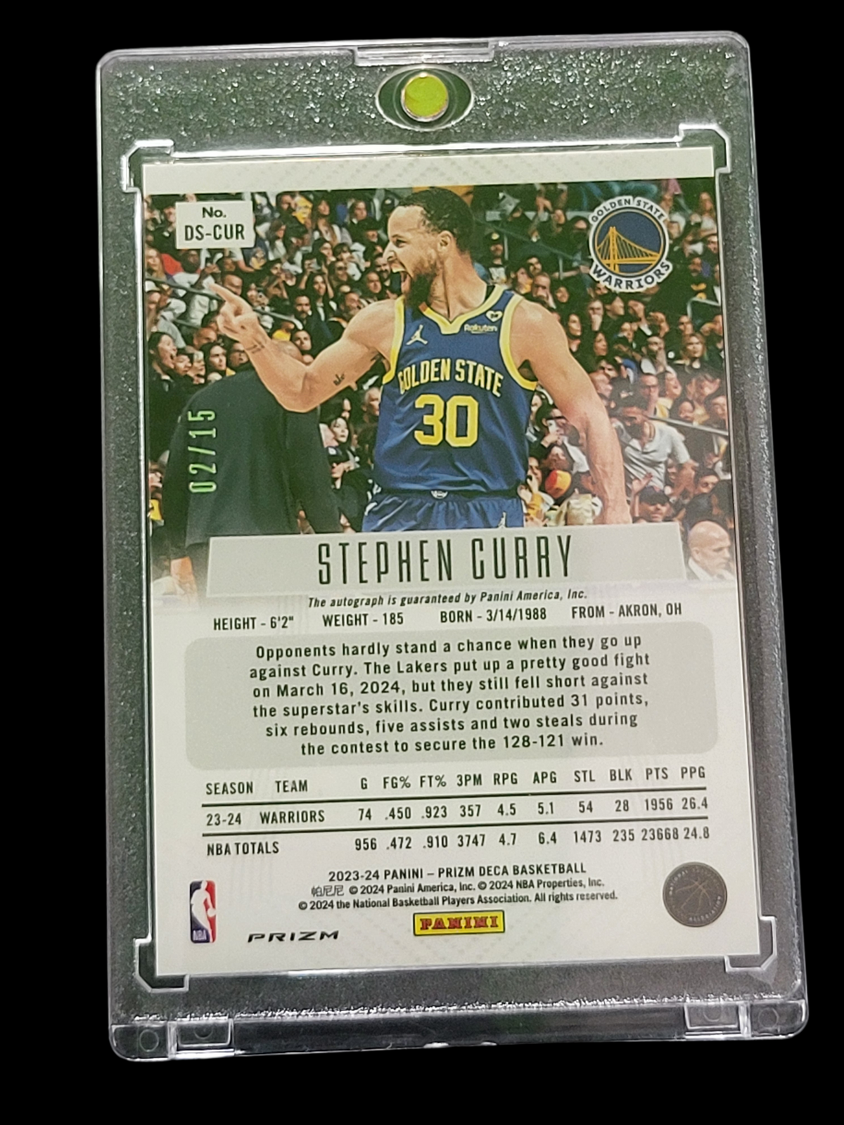 2024 Panini Prizm Deca Stephen Curry #DS-CUR Green Shimmer 02/15