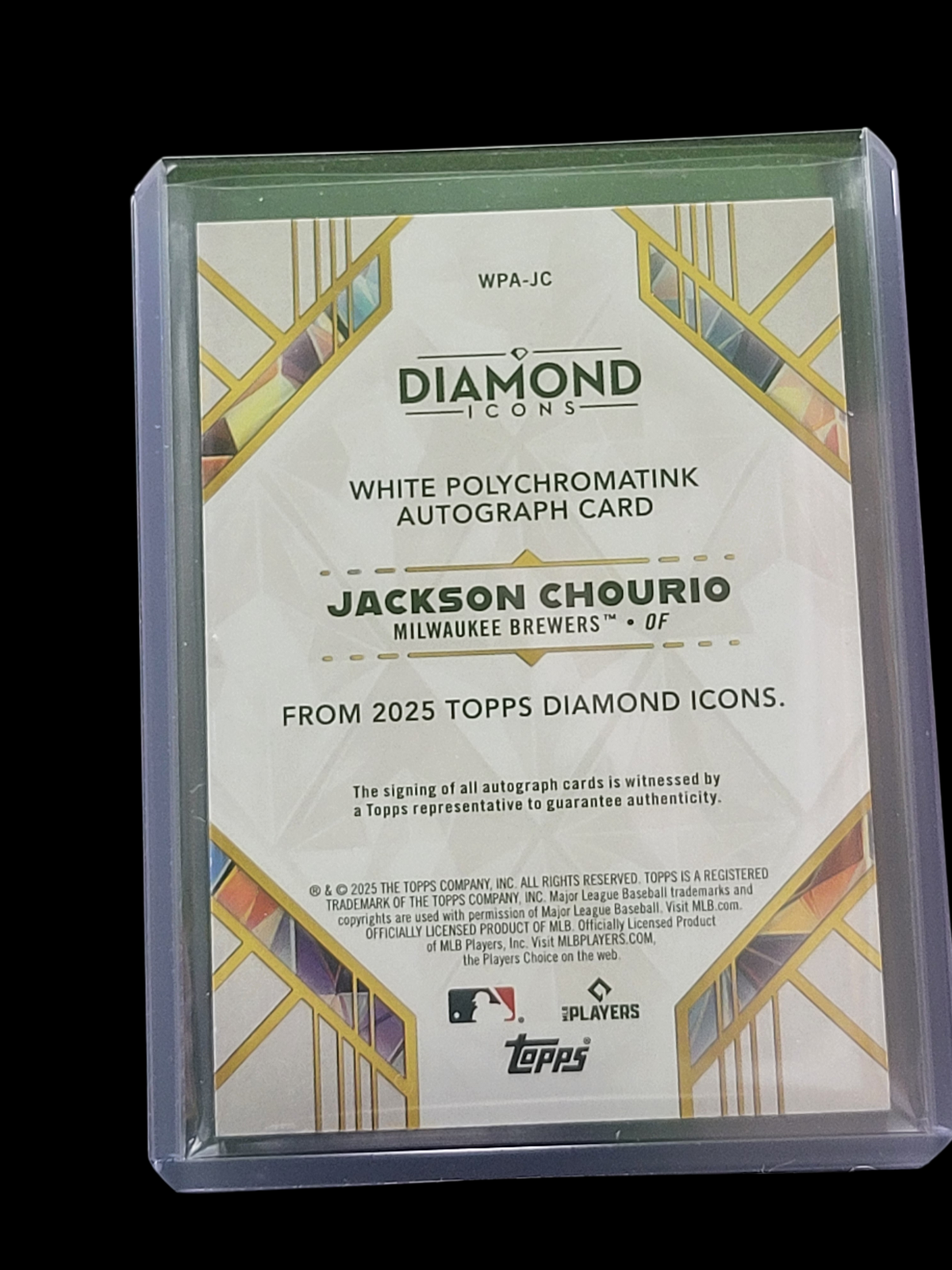 2025 Topps Diamond Icons Jackson Chourio #WPA-JC White Polychromatink 10/10