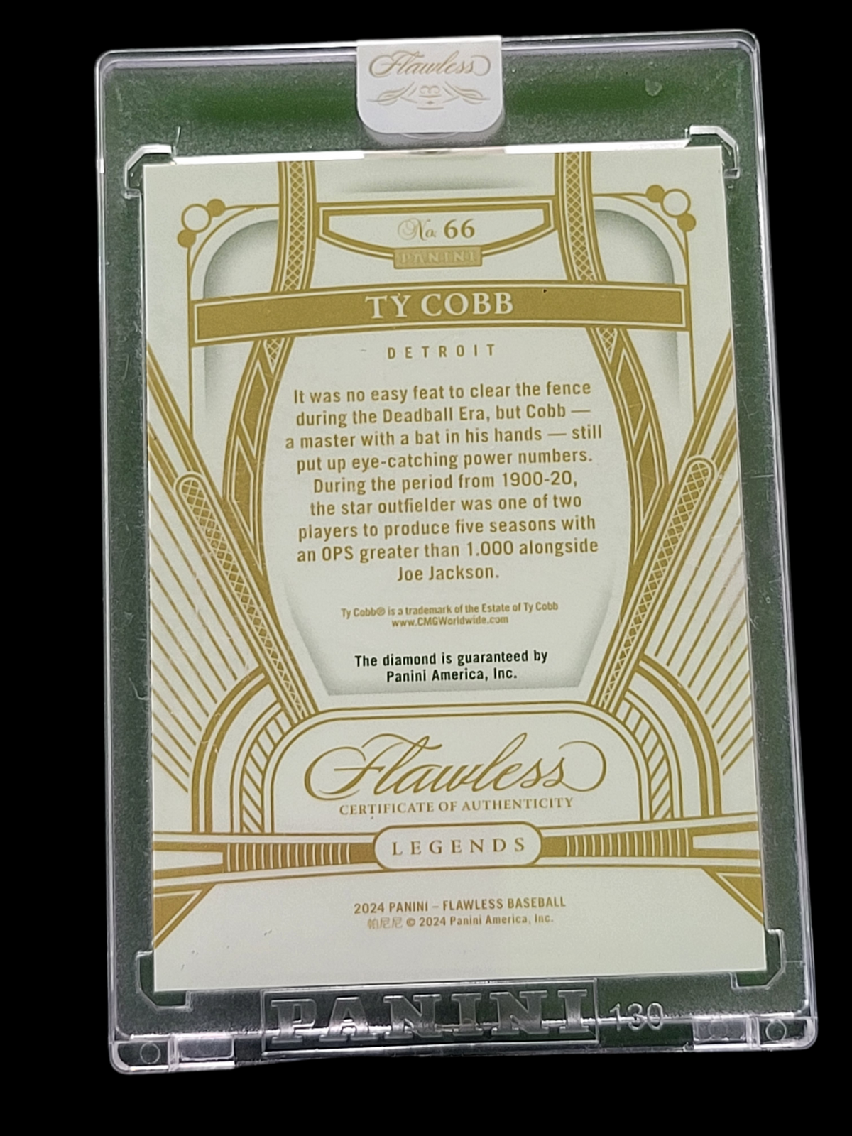 2024 Panini Flawless Baseball Legends Ty Cobb #66 Diamond