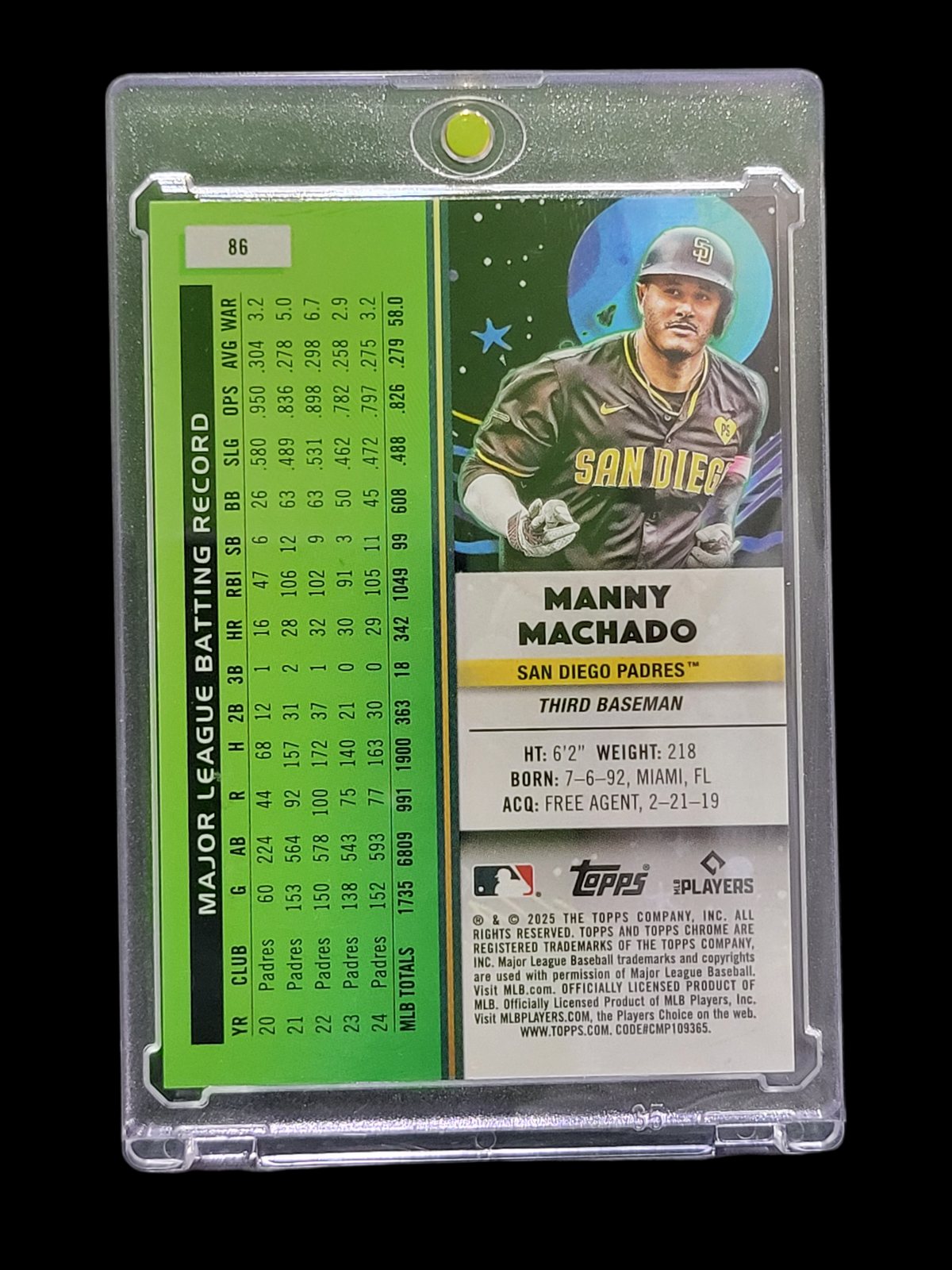 2025 Topps Chrome Cosmic Manny Machado #86 Orange Nucleus