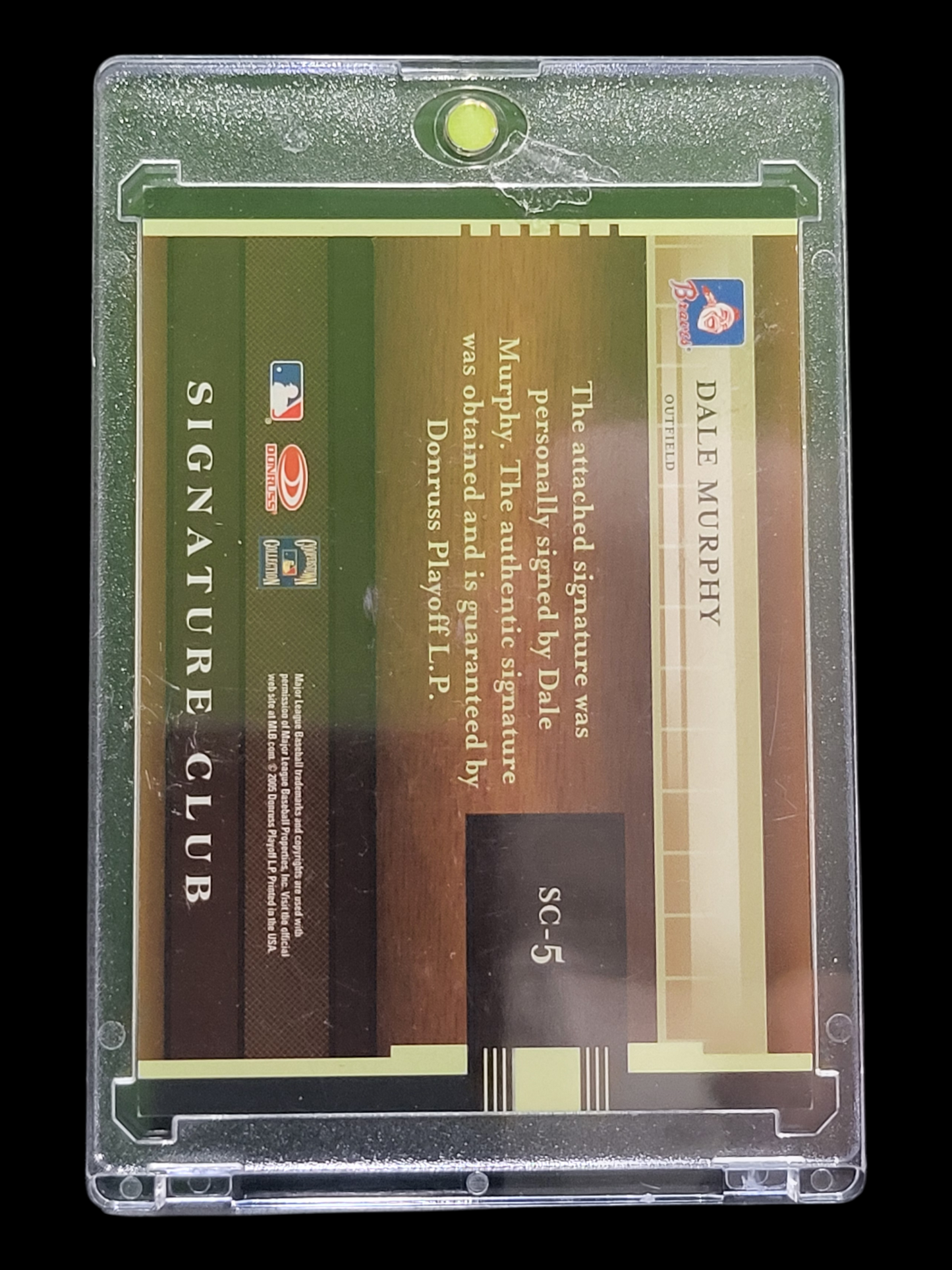 2005 Donruss Signature Club Dale Murphy #SC-5 Authentic Game-Used Bat