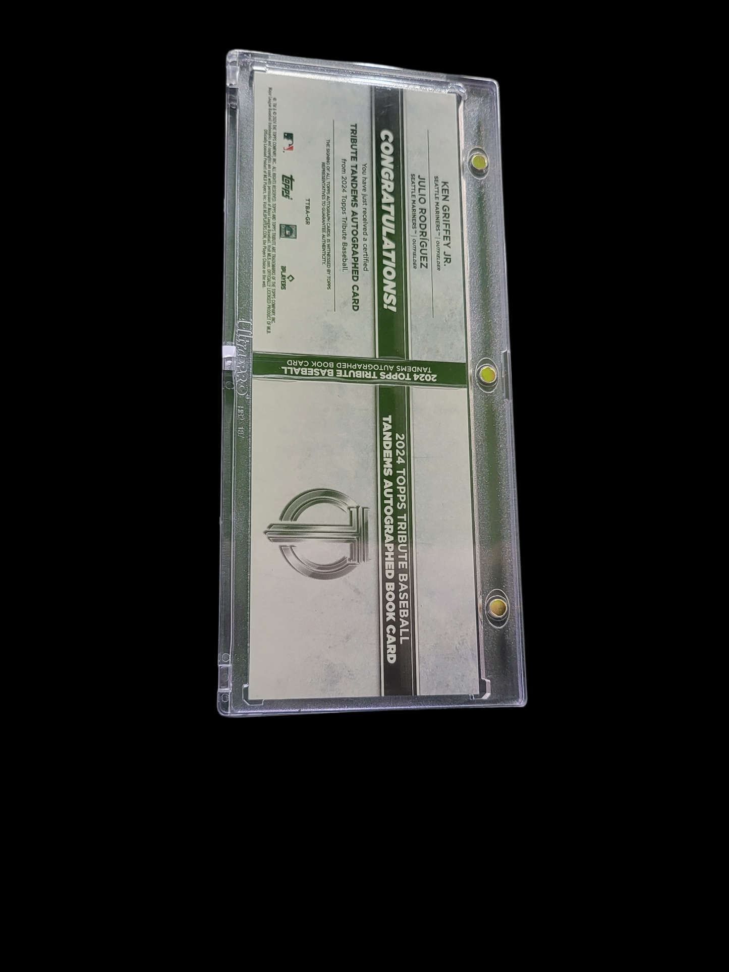 2024 Topps Ken Griffey Jr. Julio Rodriguez #TTAB-GR Green /10 Auto Book Card