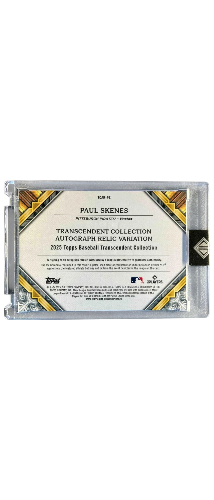 2025 Topps Transcendent Collection Paul Skenes #TCM-PS Relic 02/25 Memorabilia