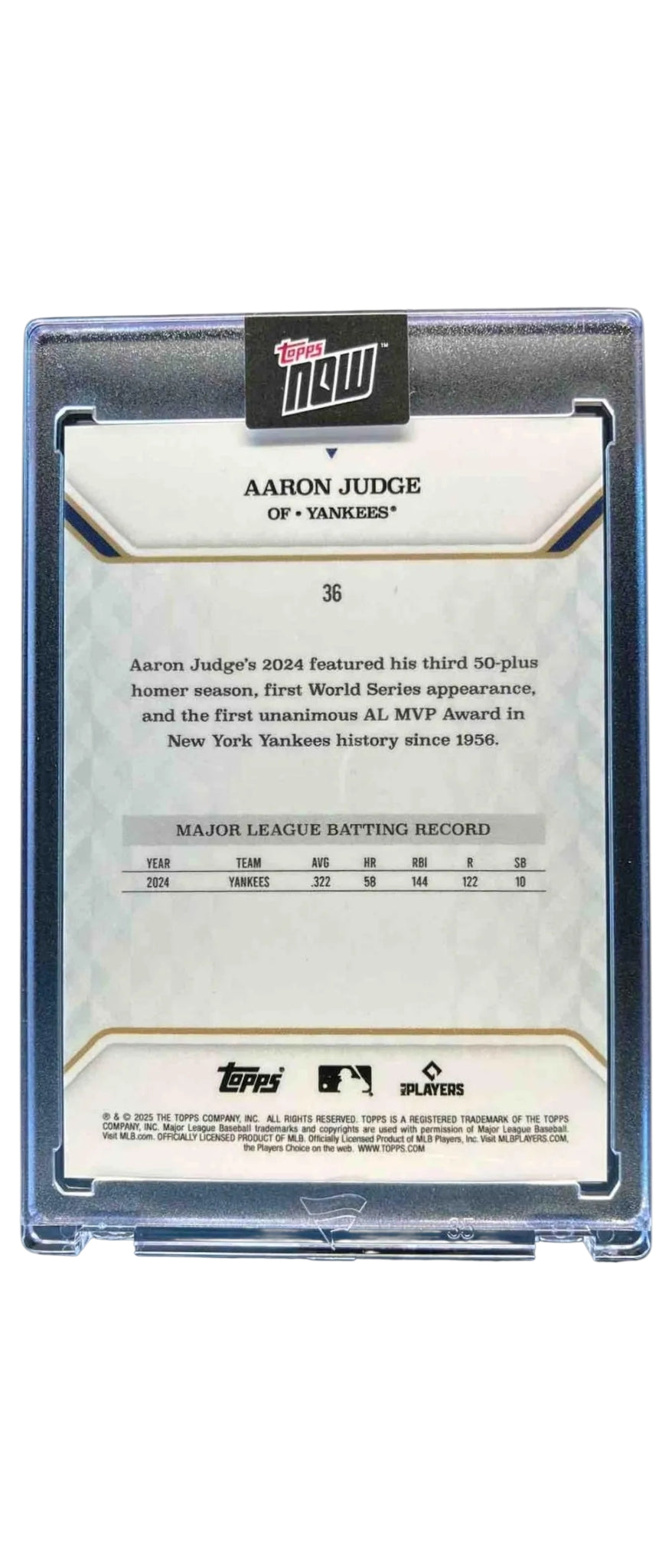 2025 Topps Now Aaron Judge #36 Orange 18/25