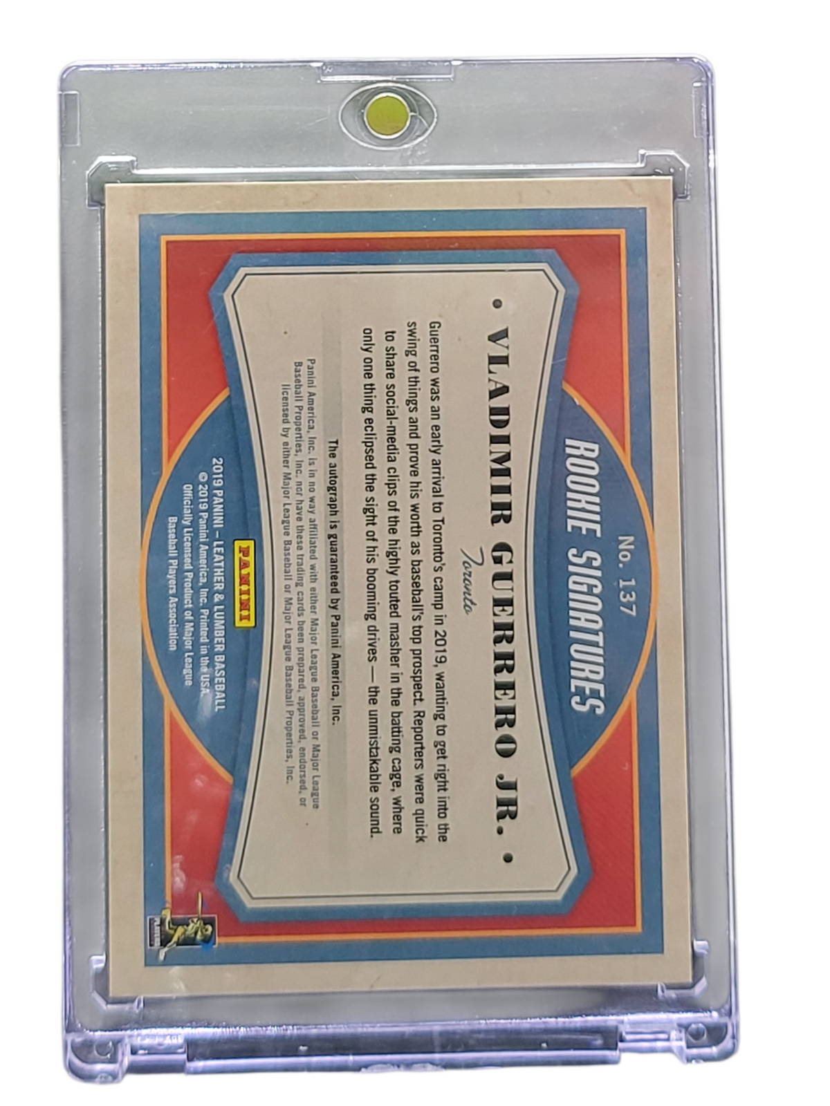 2019 Panini Leather & Lumber Baseball Vladimir Guerrero Jr. #137 RC 078/149