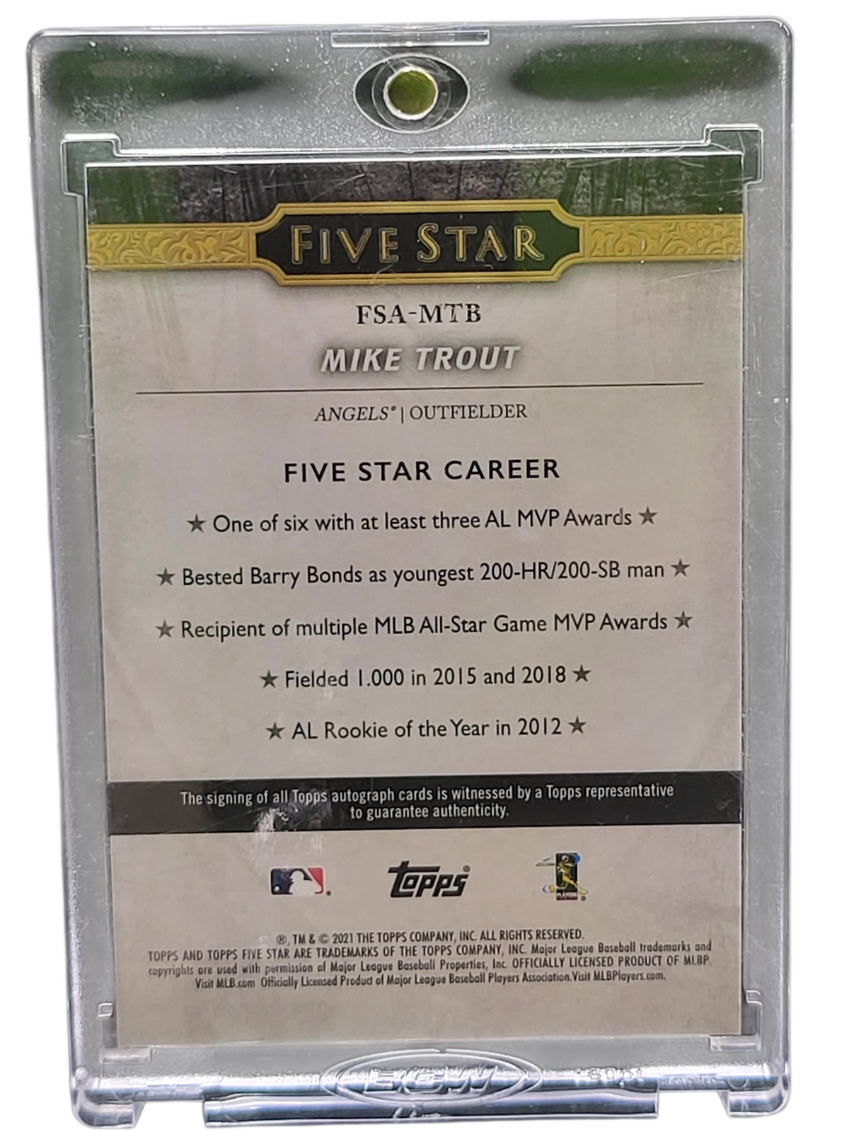 2021 Topps Five Star Mike Trout #FSA-MTB Green 10/15