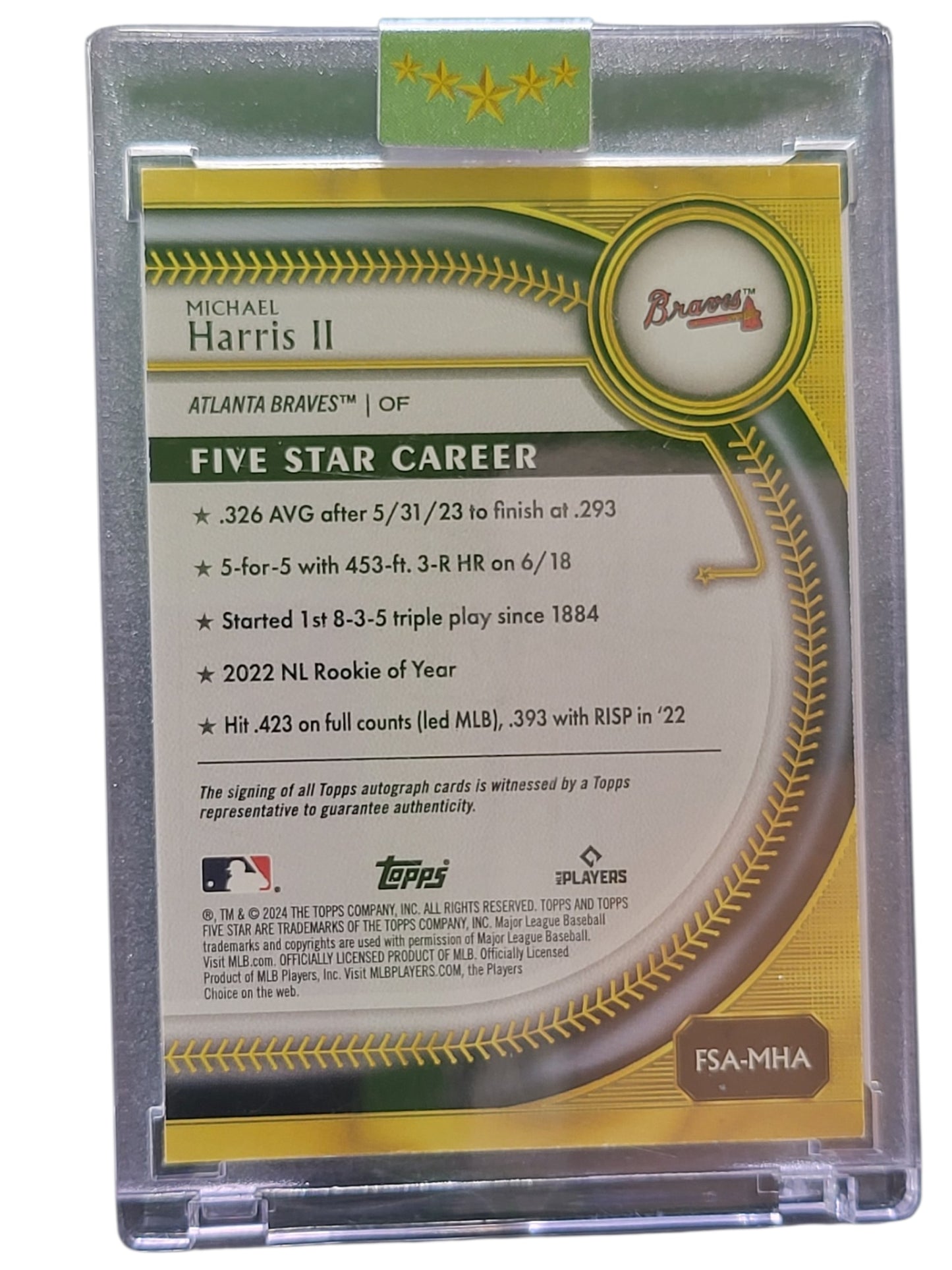 2024 Topps Five Star Michael Harris II #FSA-MHA Gold 03/10