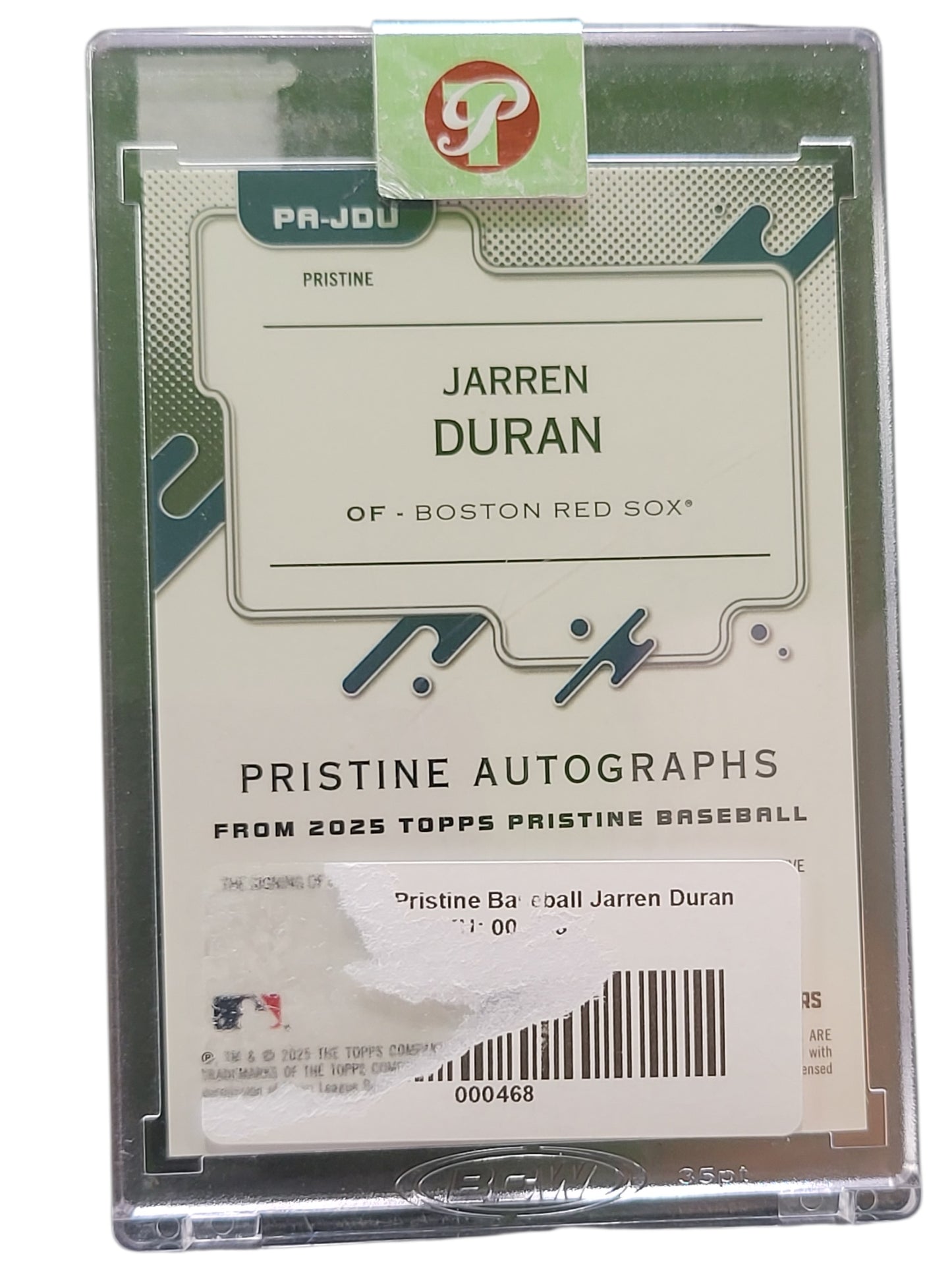2025 Topps Pristine Jarren Duran #PA-JDU Green 045/150