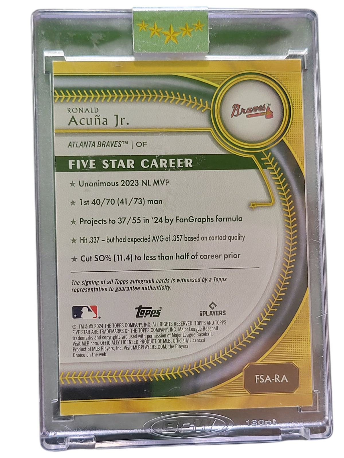 2024 Topps Five Star Ronald Acuña Jr. #FSA-RA Gold 15/50