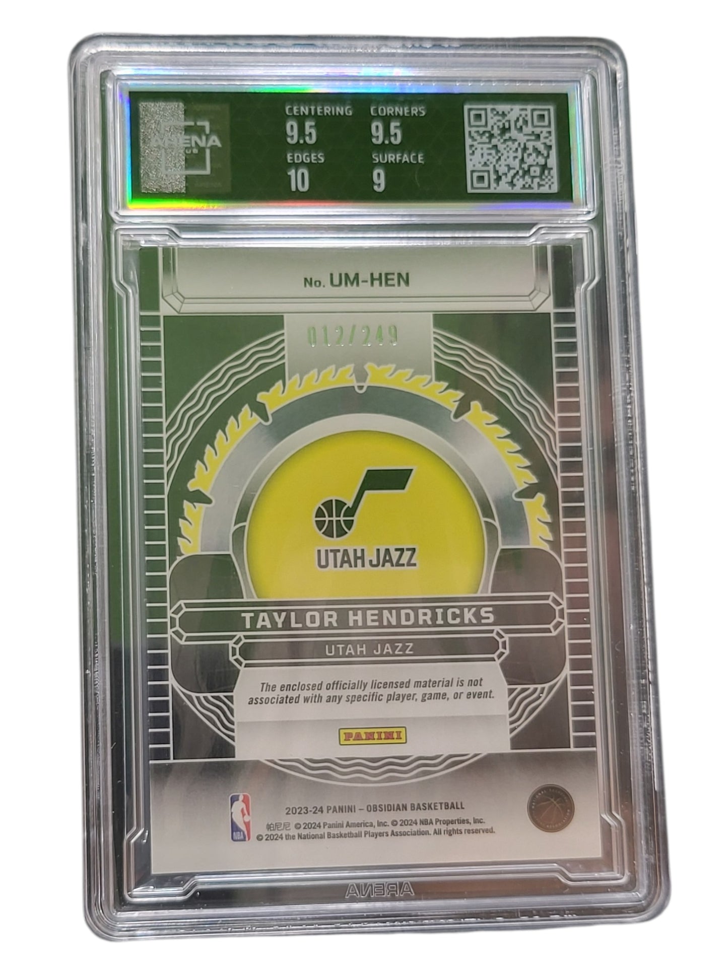 2023 Panini Obsidian Unbreakable Taylor Hendricks #UM-HEN RC 012/249 Memorabilia