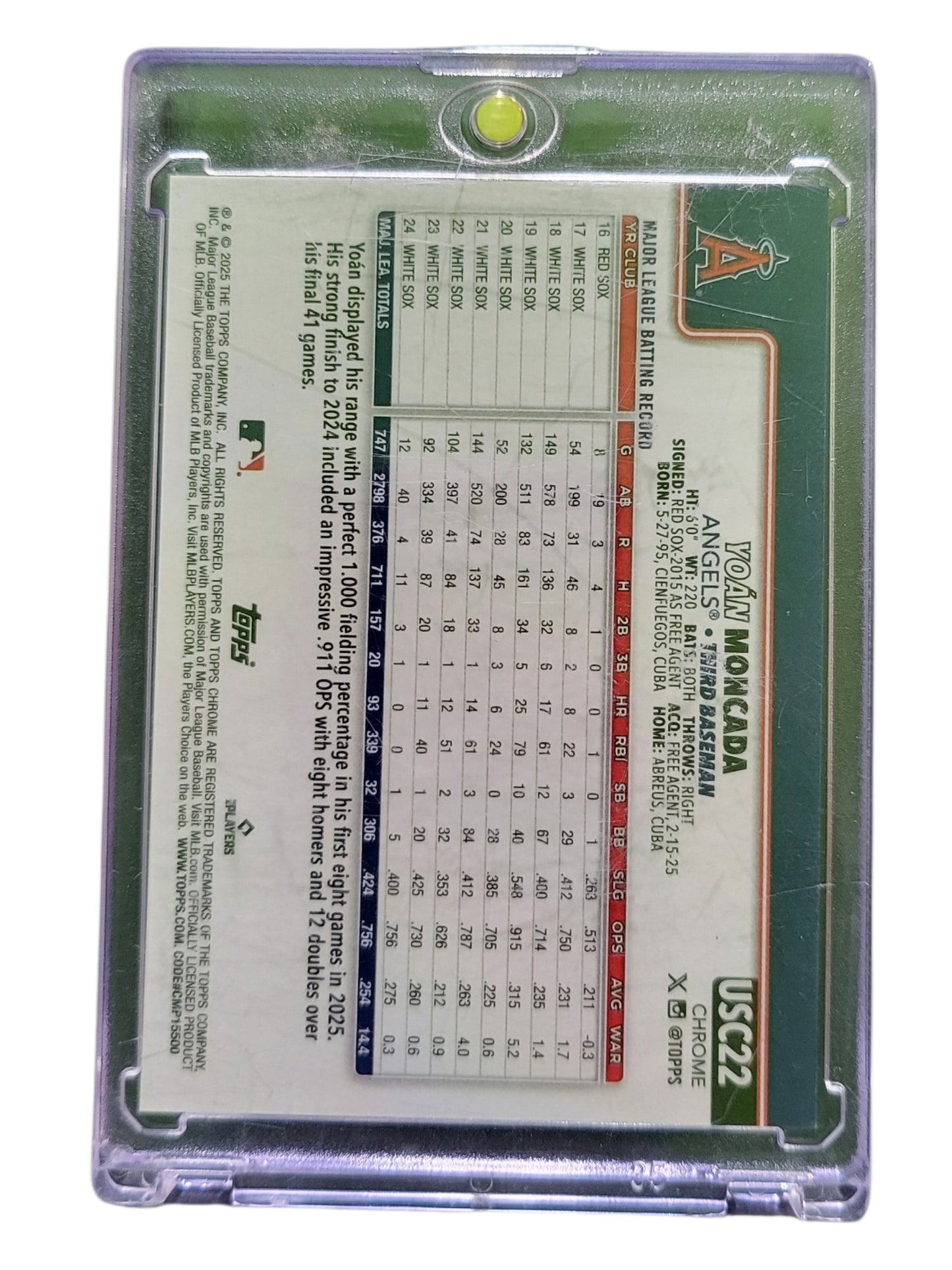2025 Topps Chrome Yoán Moncada #USC22 Green Refractor 04/10