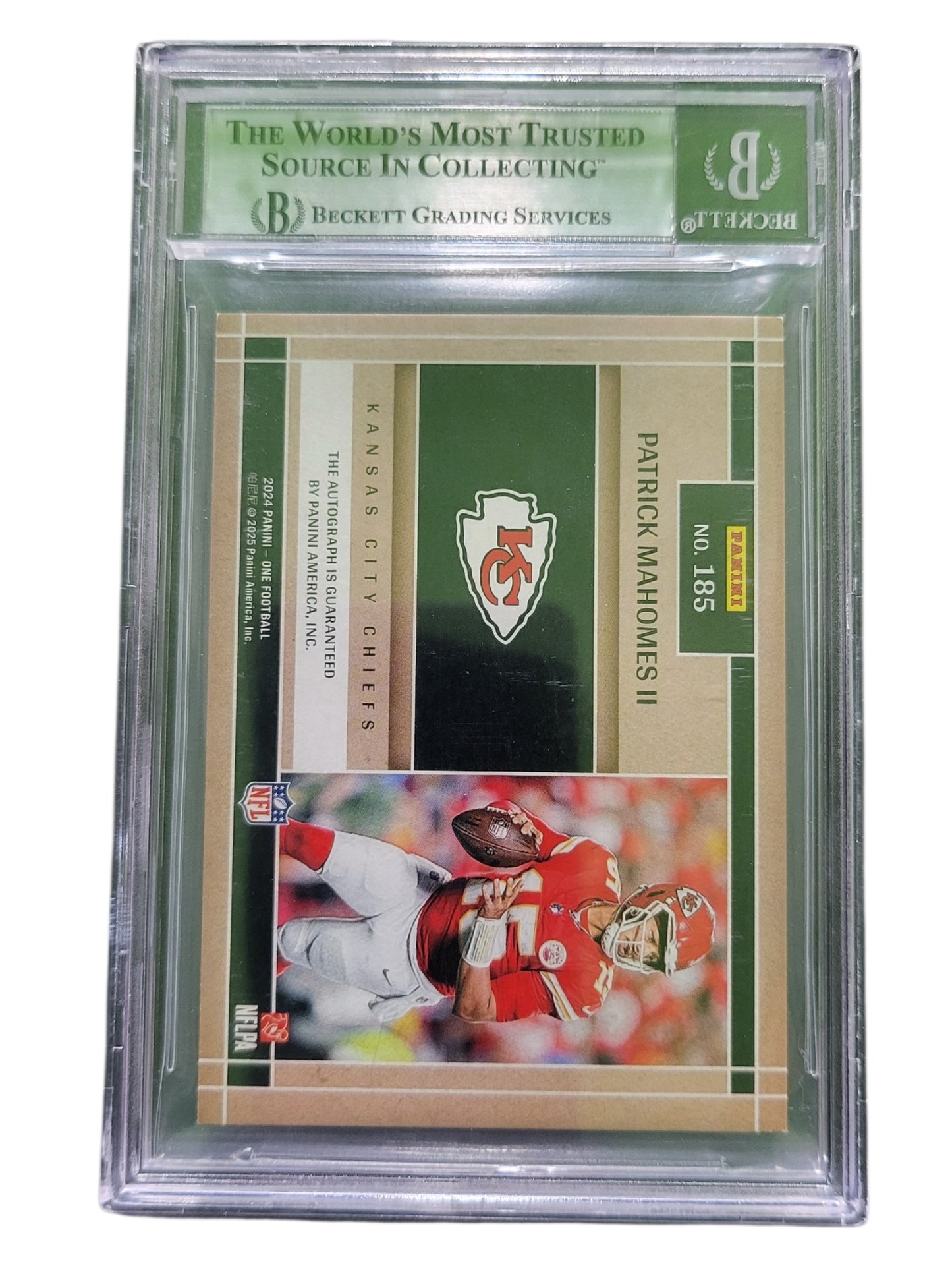 2024 Panini One One Man Show Auto Green Patrick Mahomes II #185 BGS 8.5 Auto 9