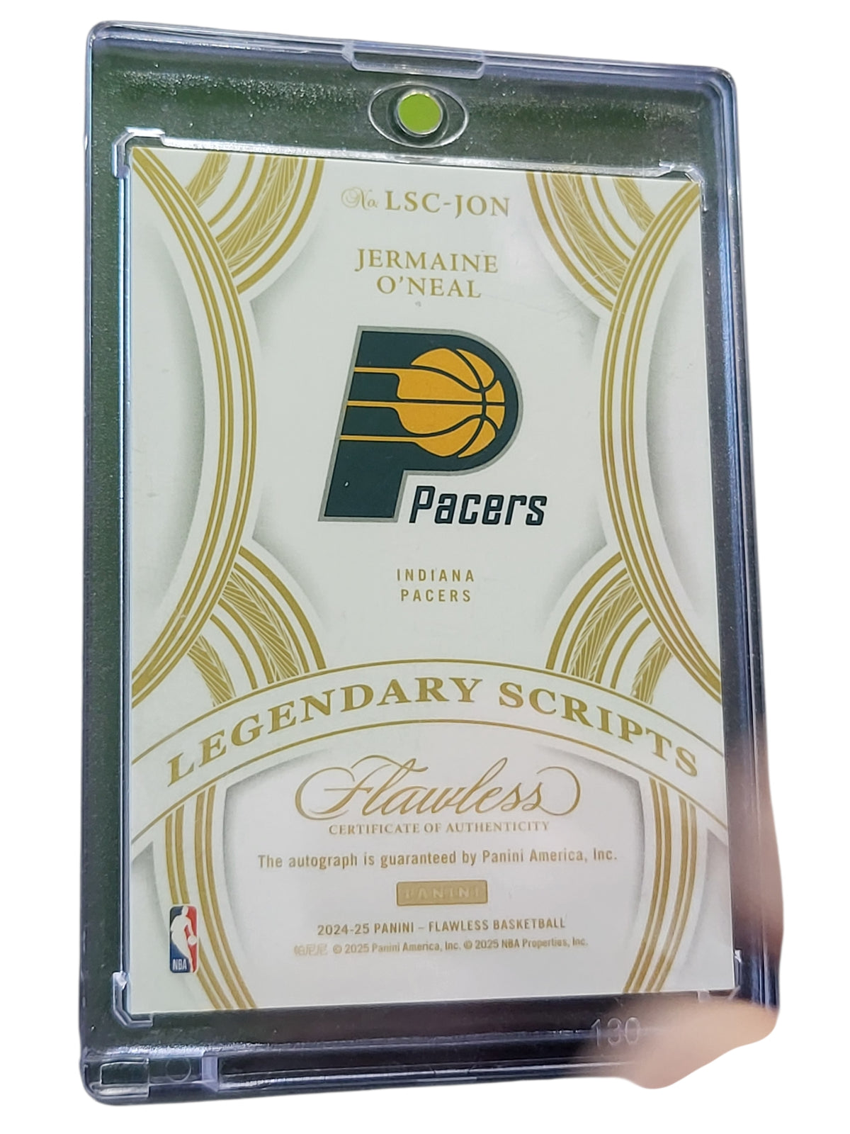 2025 Panini Flawless Legendary Scripts Jermaine O'Neal #LSC-JON Emerald