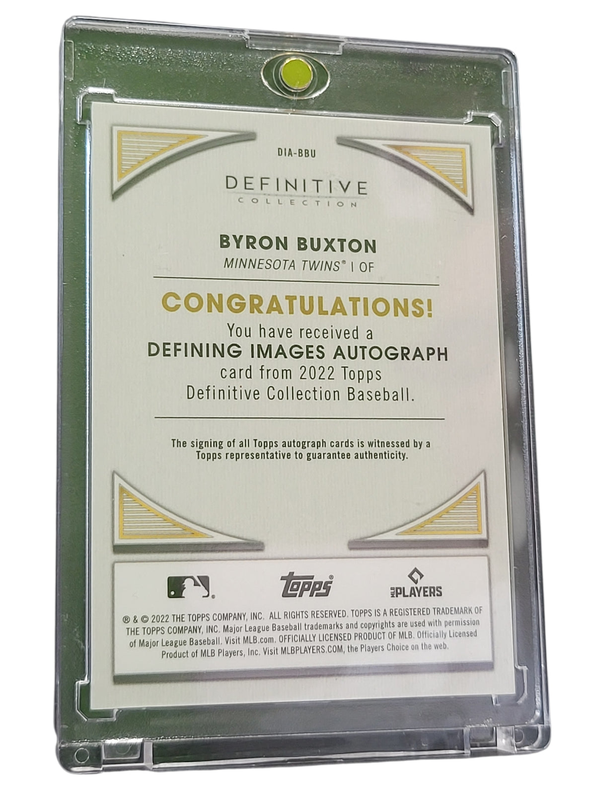 2022 Topps Definitive Collection Byron Buxton #DIA-BBU Purple 5/5