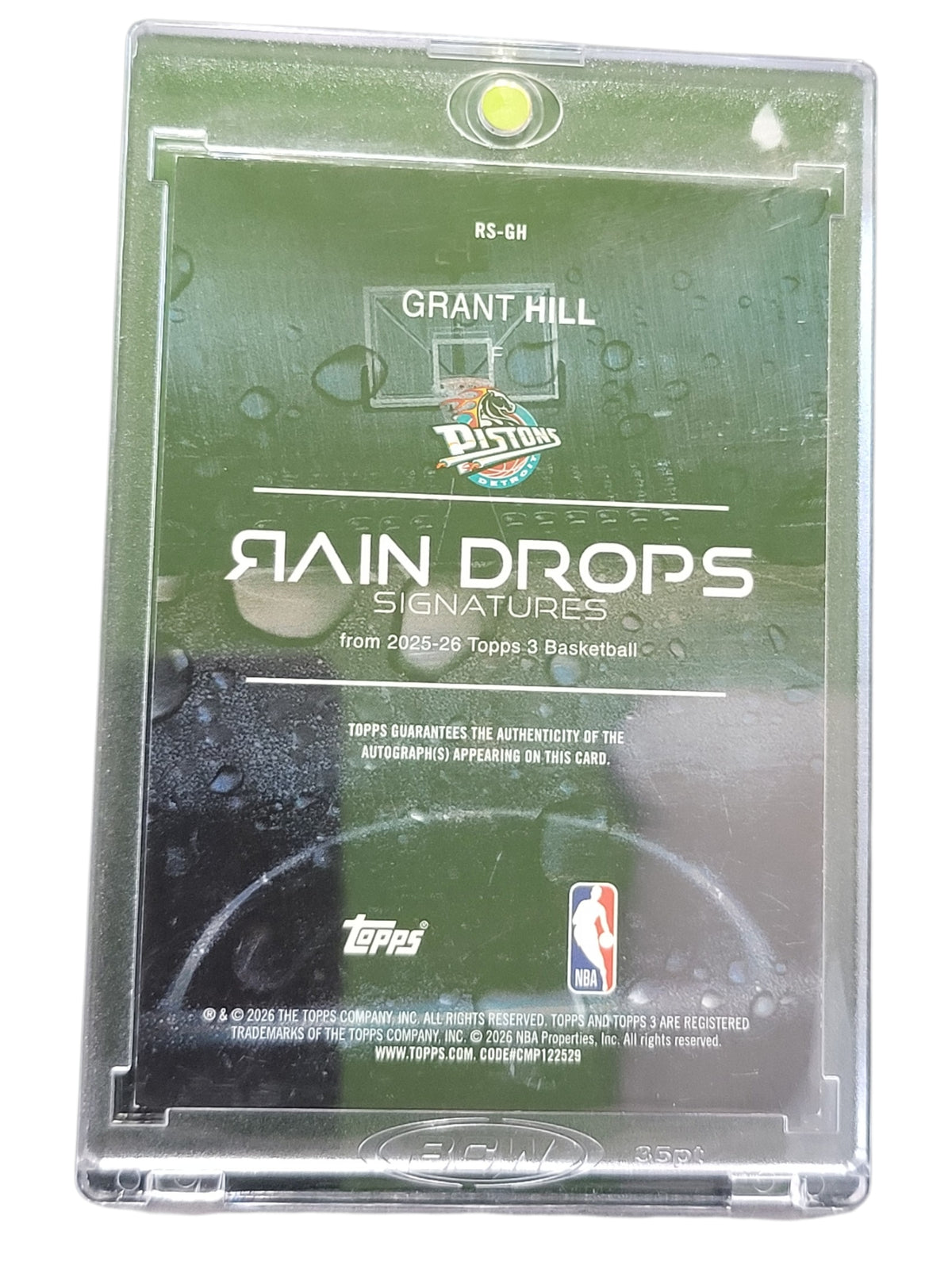 2026 Topps 3 Rain Drops Signatures Grant Hill #RS-GH 24/25