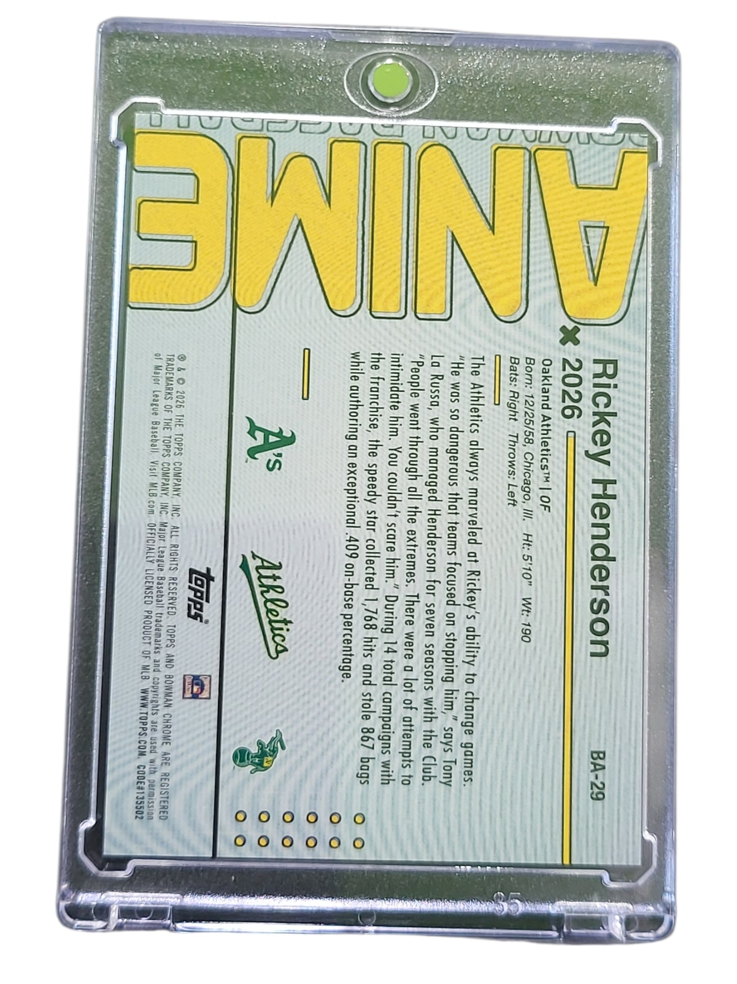 2026 Topps Anime Rickey Henderson #BA-29 Red
