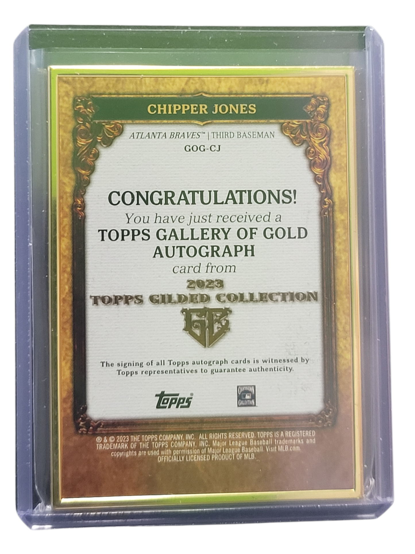 2023 Topps Gilded Collection Gallery of Gold Chipper Jones #GOG-CJ 26/30