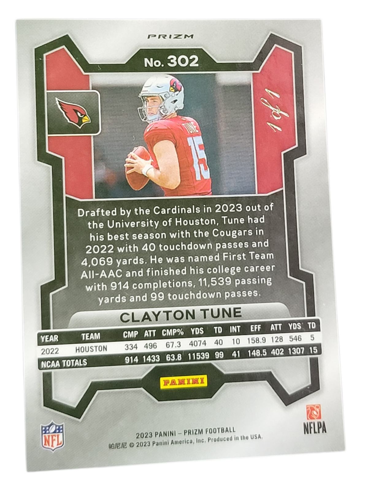 2023 Panini Prizm Clayton Tune #302 Black Shimmer RC 1 of 1