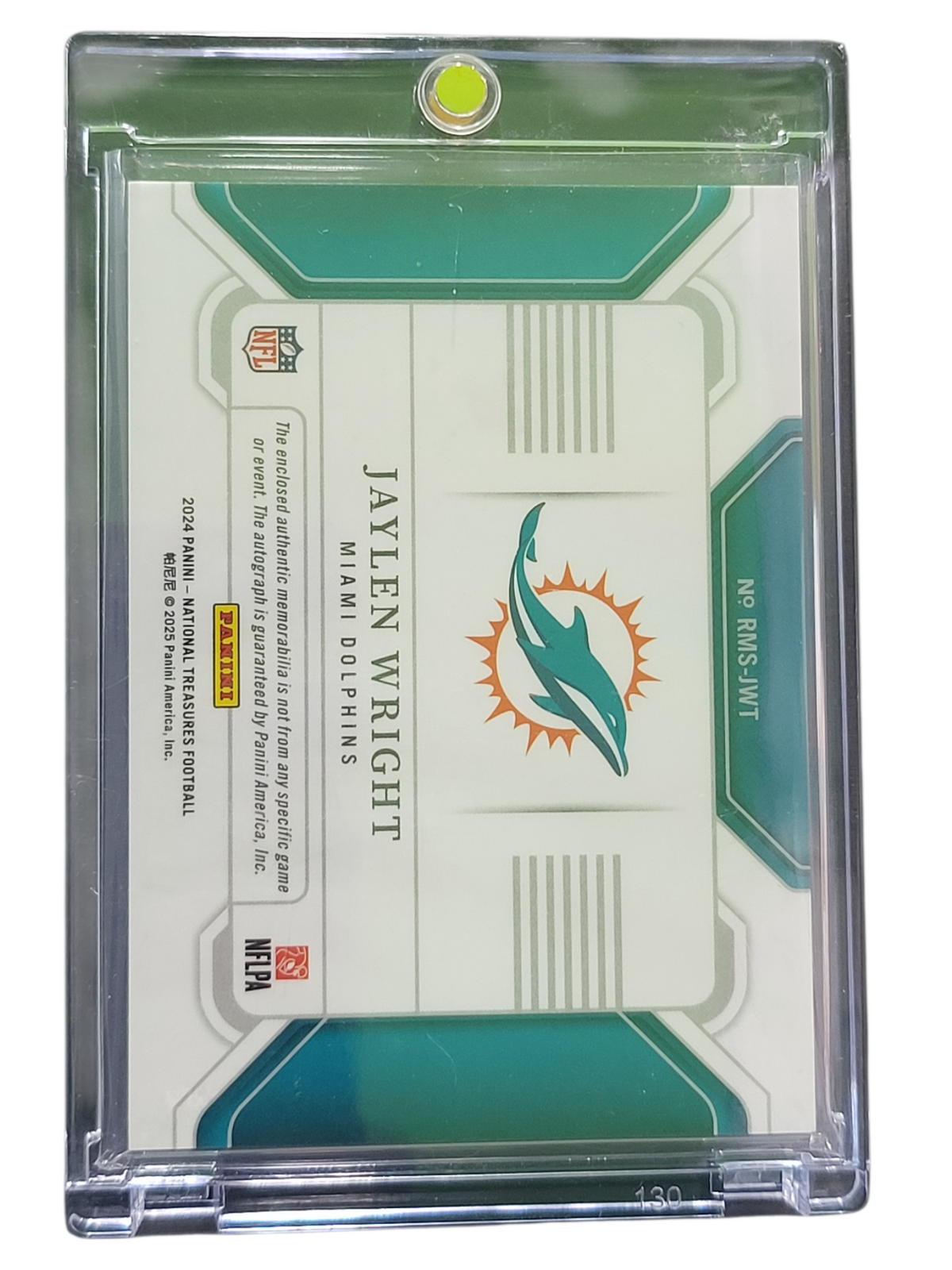 2025 Panini National Treasures Jaylen Wright #RMS-JWT 4 / 5 Patch RC Memorabilia