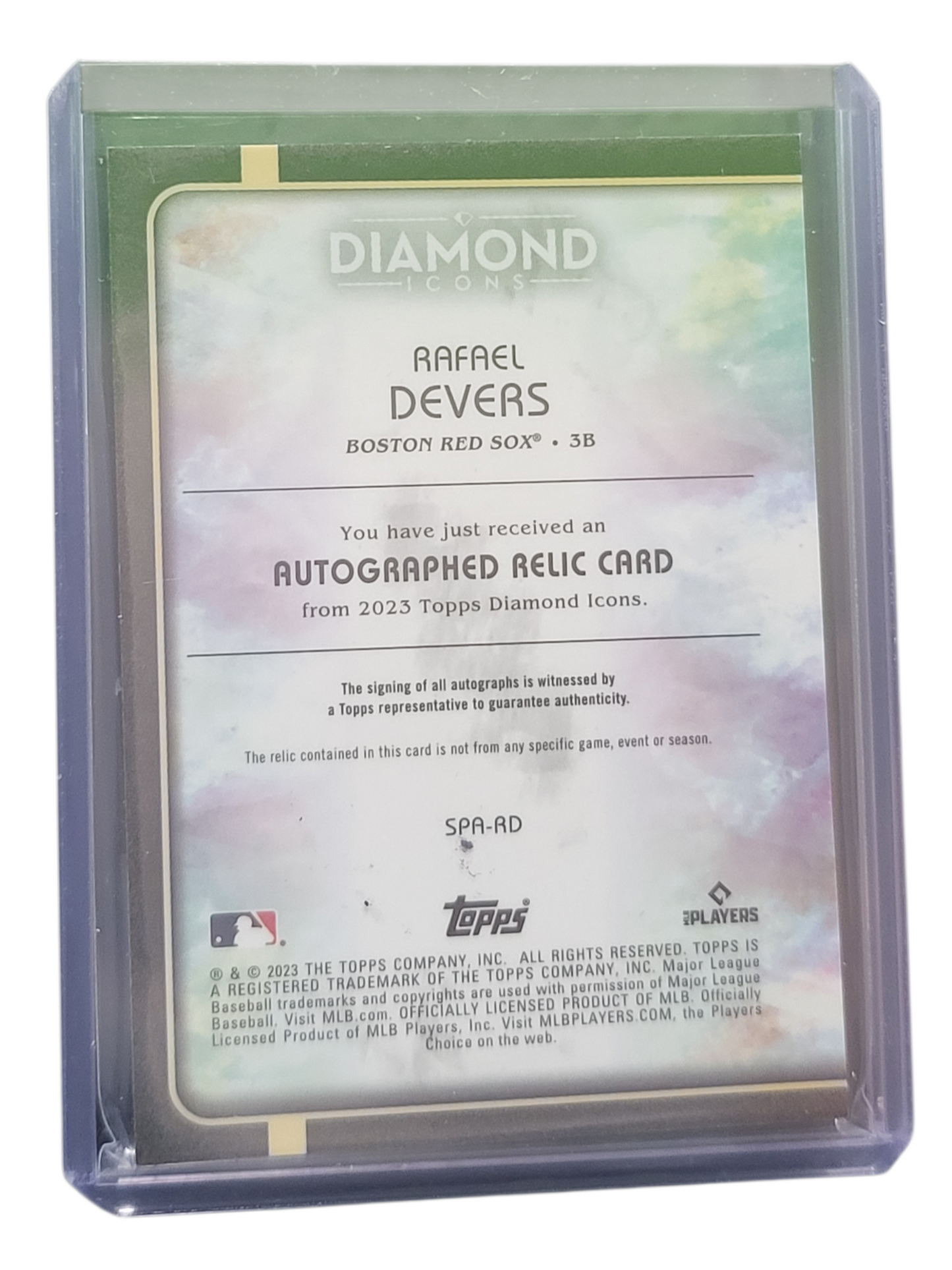 2023 Topps Diamond Icons Rafael Devers #SPA-RD Memorabilia Auto Relic Card