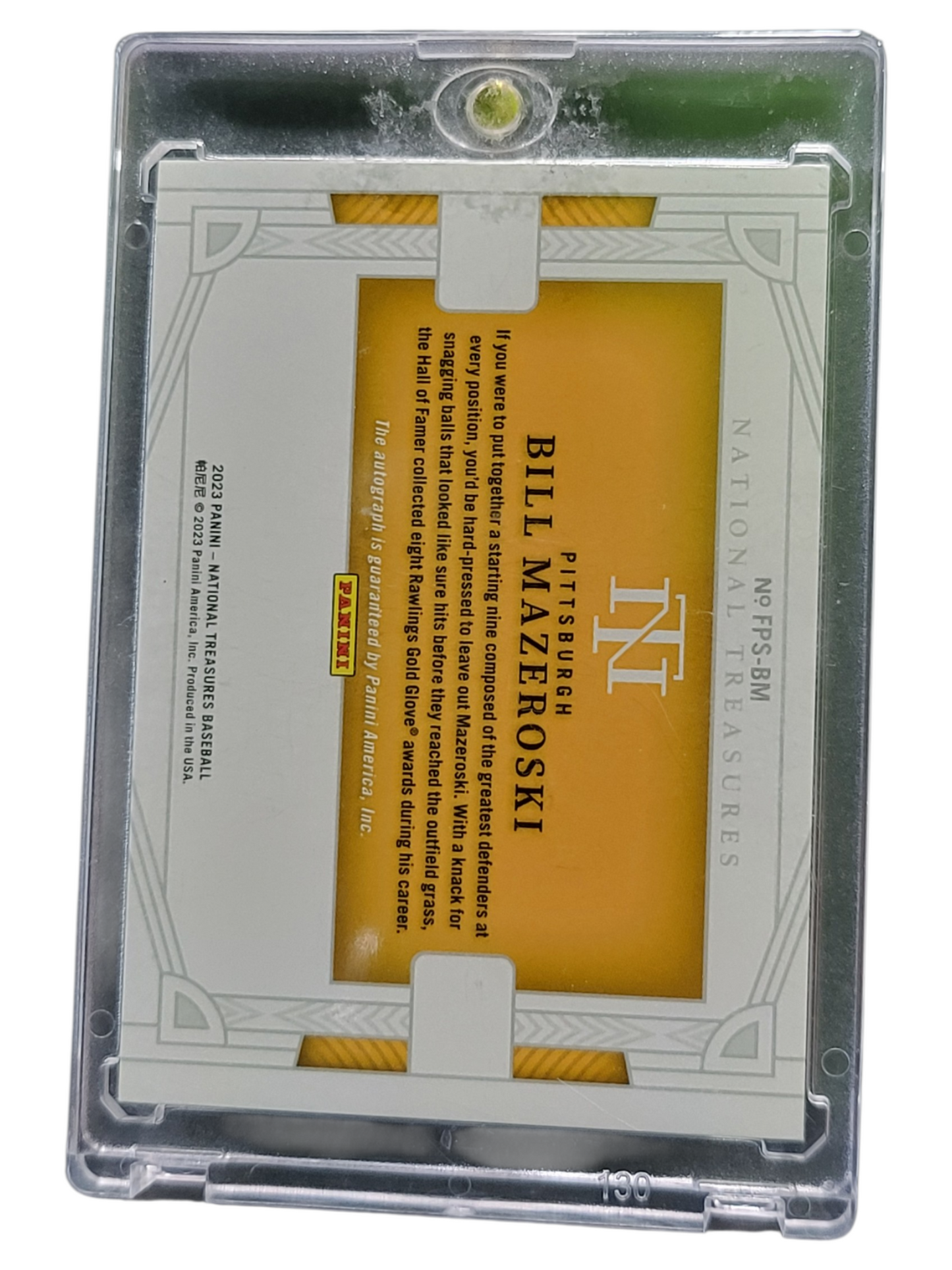 2023 Panini National Treasures Field Pass Bill Mazeroski #FPS-BM Gold 05/10