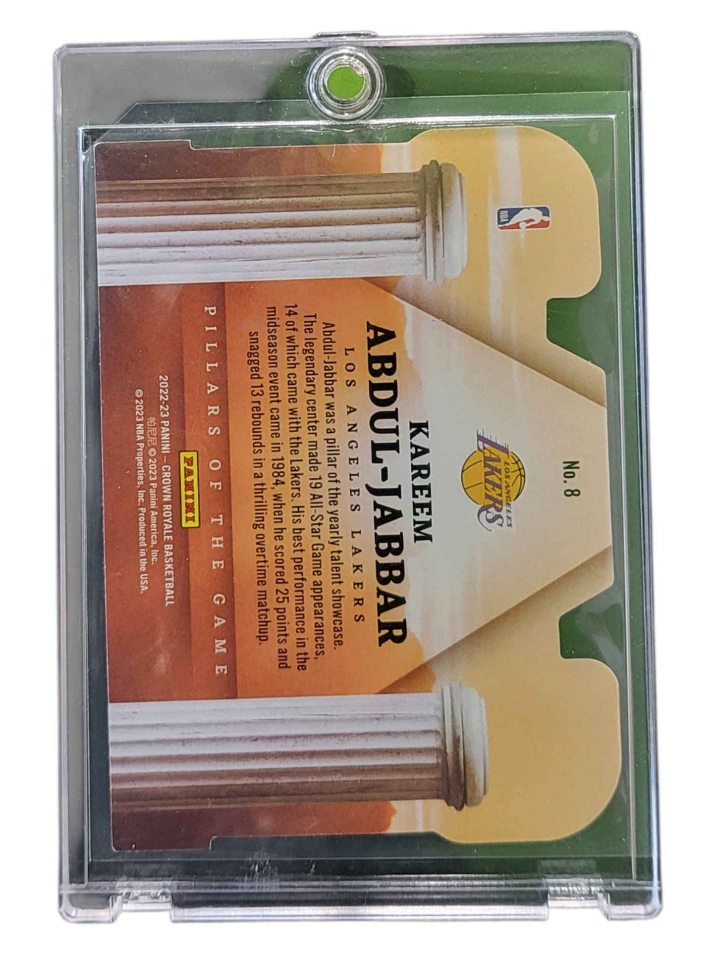 2023 Panini Crown Royale Pillars of the Game Kareem Abdul-Jabbar #8 01/70
