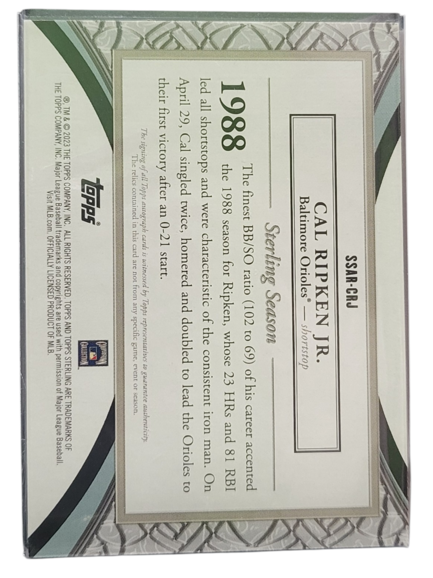 2023 Topps Sterling Cal Ripken Jr. #SSAR-CRJ Quad Relic Game-Used Mem/ 5